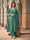 Chandni: Foliage Green Cotton Metallic Embroidered Unstitched Suit & Dupatta