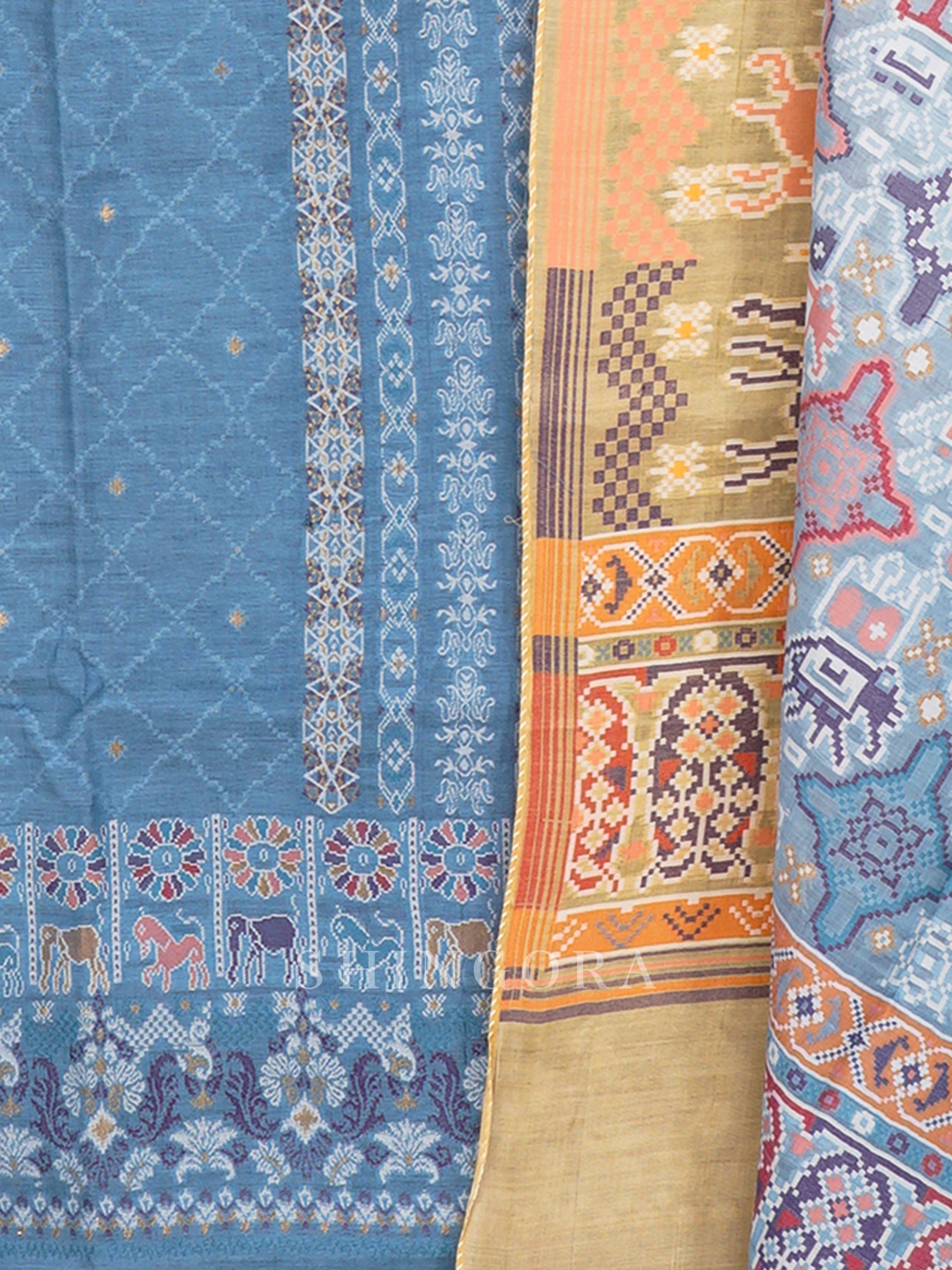 Manzil: Beige Ecru Ombre Jacquard Karni Unstitched Suit & Dupatta