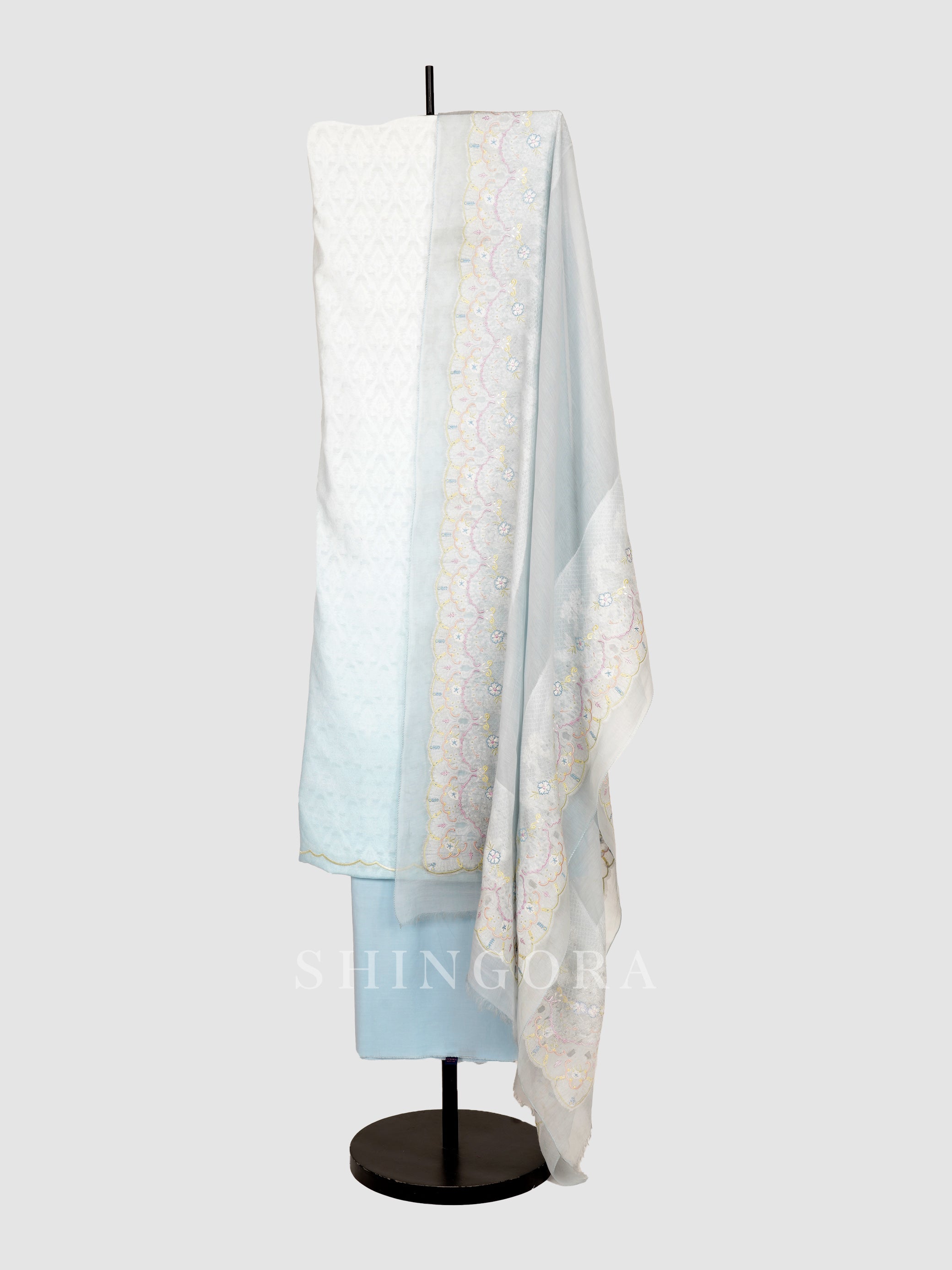 Rangoli: Ombre Cotton Unstitched Suit & Embroidered Dupatta