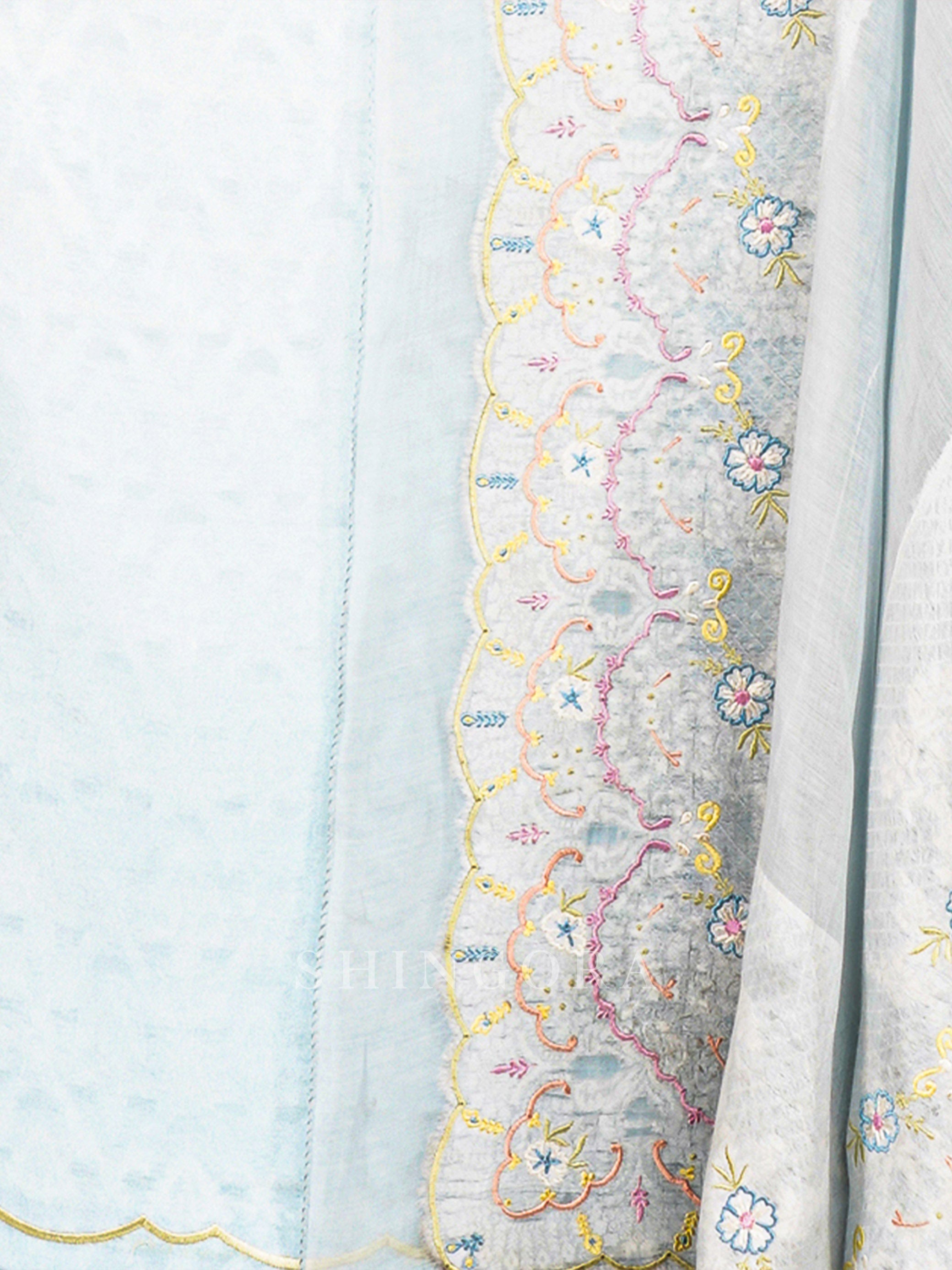 Rangoli: Ombre Cotton Unstitched Suit & Embroidered Dupatta