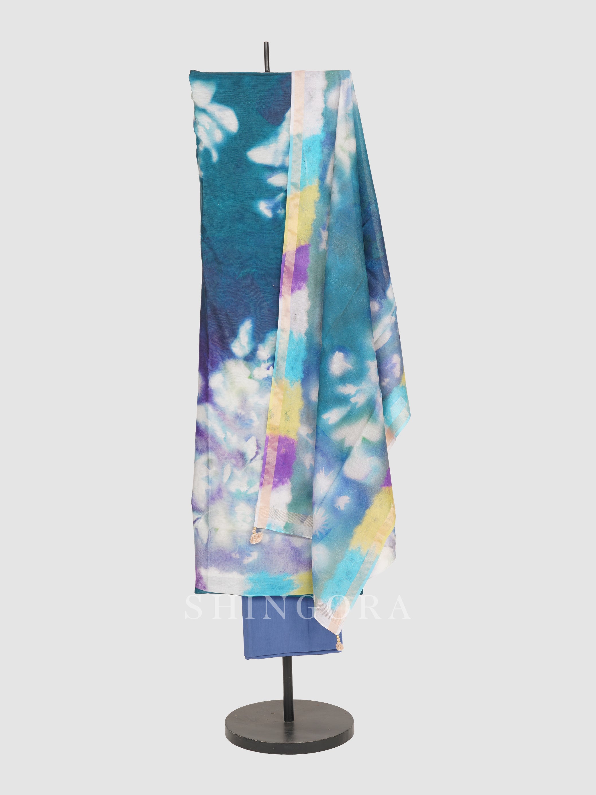 Roshni: Roseate Orange Sunflower Printed Silk Unstitched Suit & Dupatta