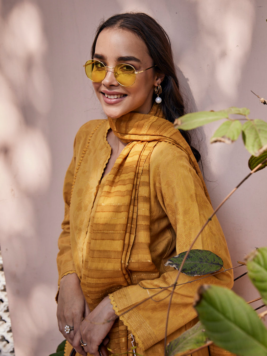 Doriya:Regimental Stripes Jacquard Unstitched Suit Set