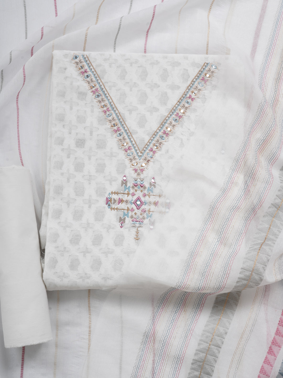 Bunai:Oliver Embroidered Unstitched Suit Set