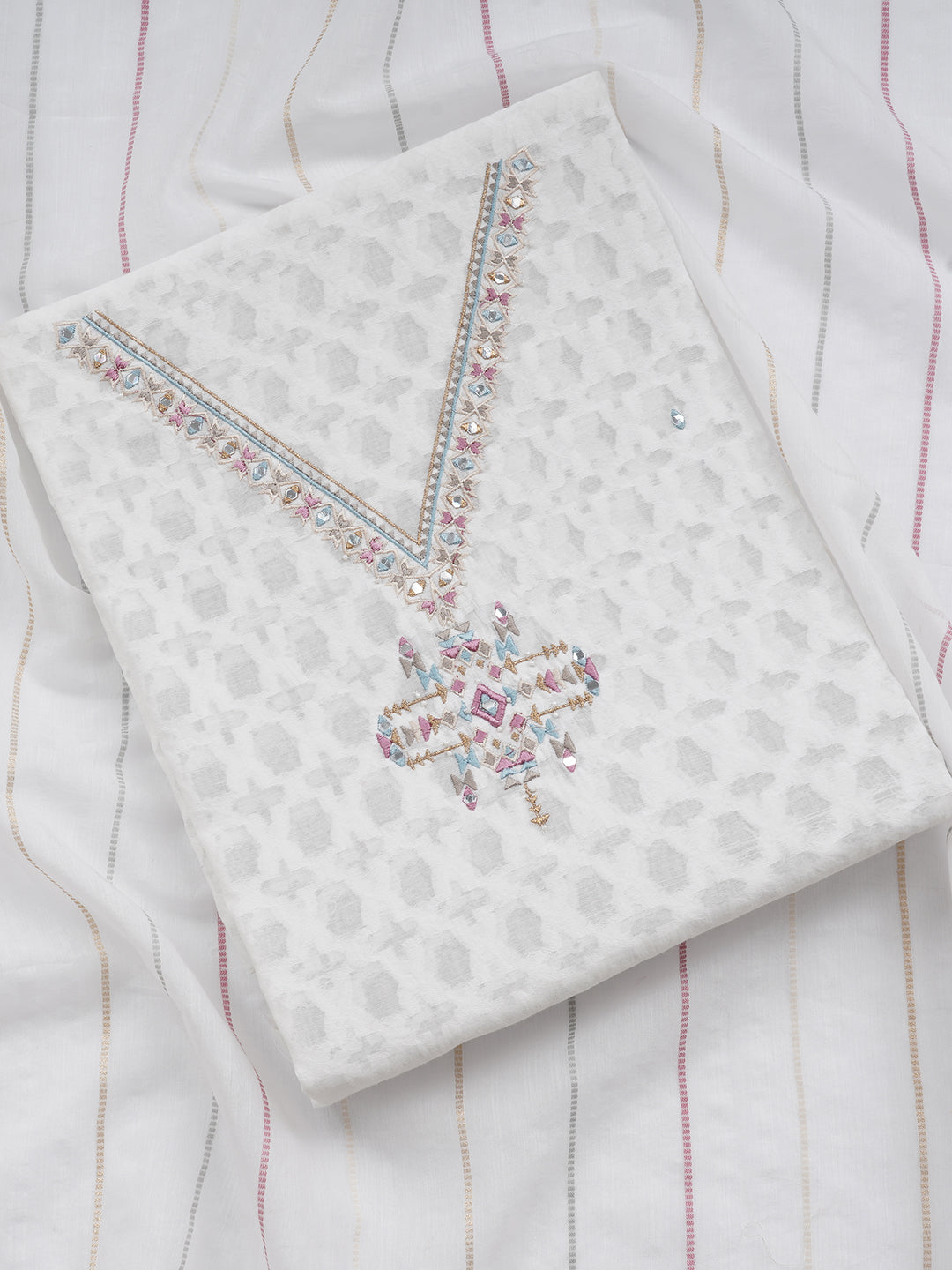 Bunai:Oliver Embroidered Unstitched Suit Set