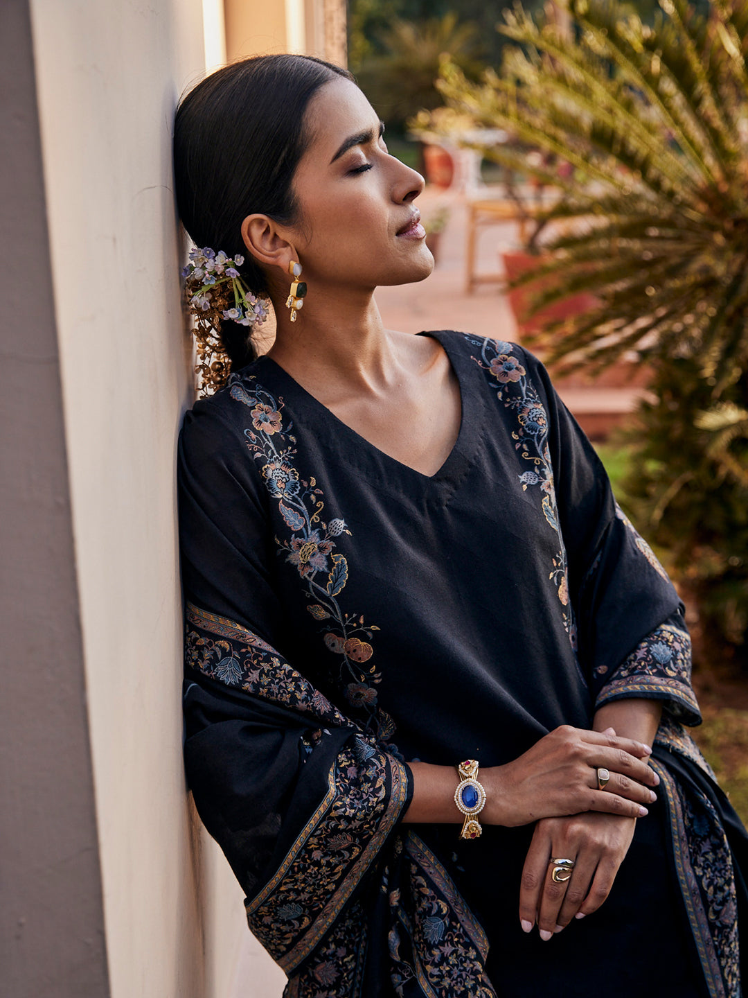 Vani:Liberty Floral  Jacquard Unstitched Suit Set
