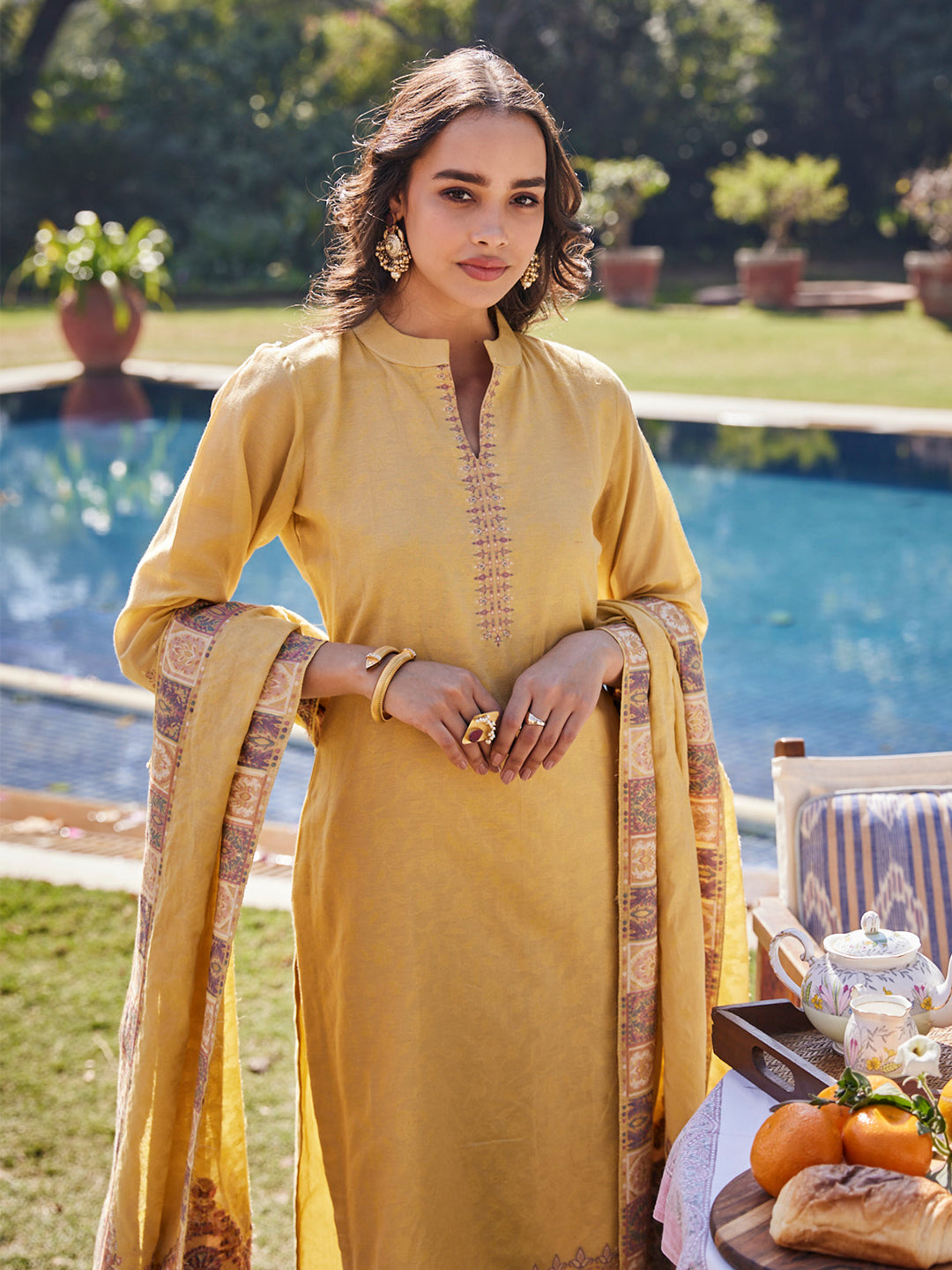 Vani:Sohvi Woven Design Unstitched Suit Set