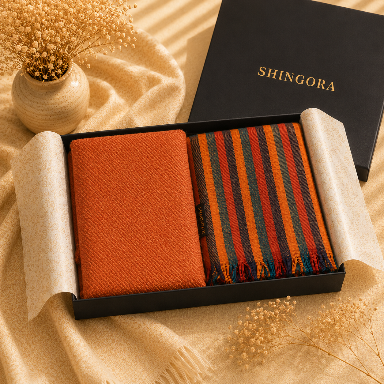 Autumn Harmony Gift Set – Premium Wool Scarf & Stole Duo