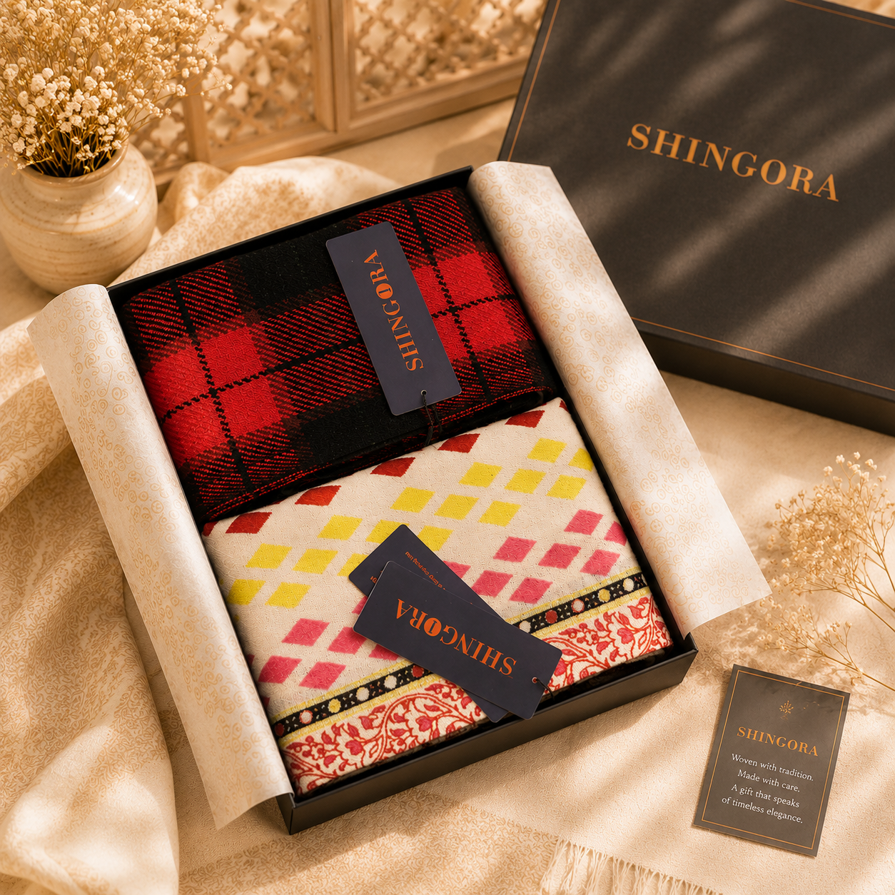 Heritage Check Gift Set – Designer Winter Stole Collection