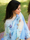 Resham: Sky Blue Printed Silk Metallic Unstitched Suit & Dupatta Set