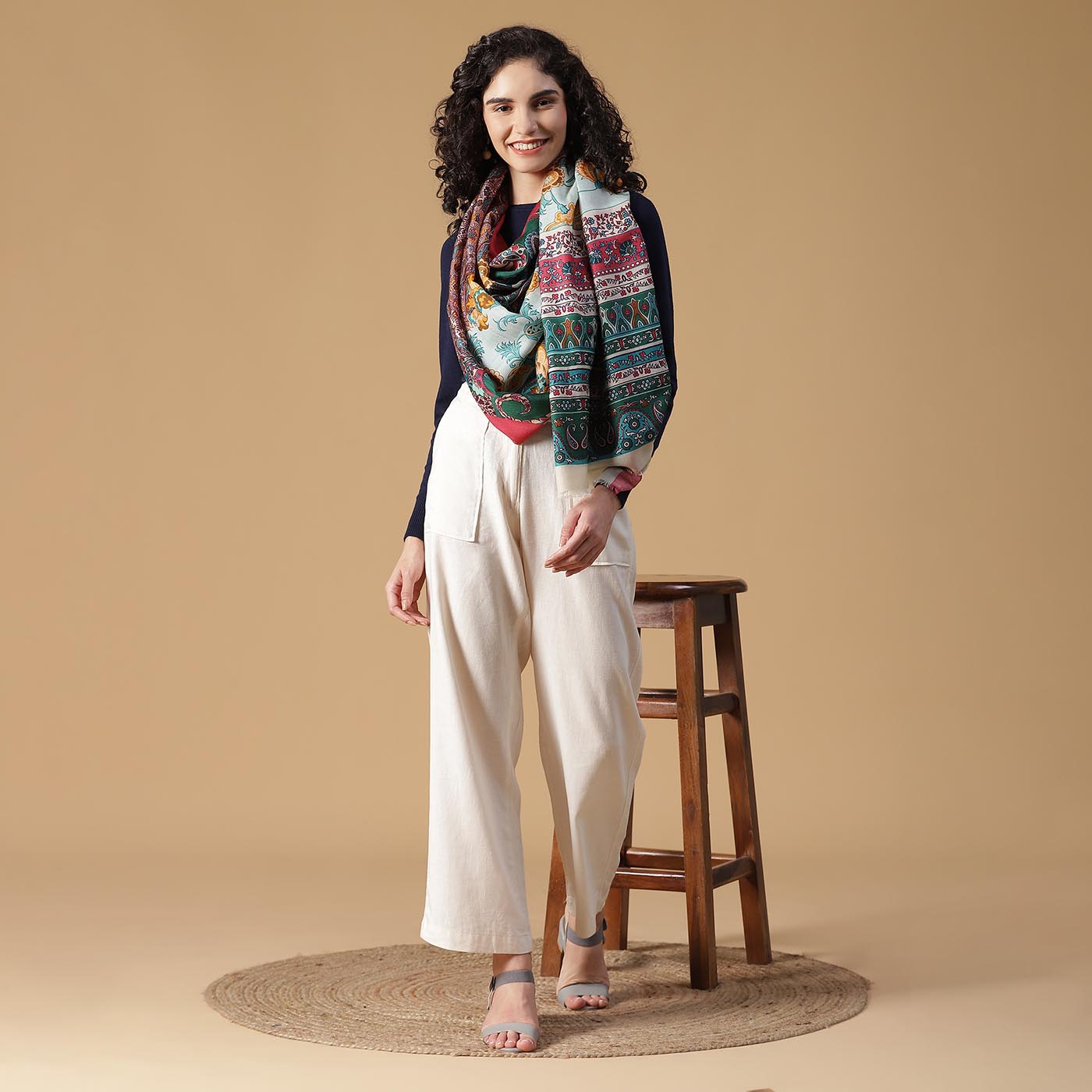 SHABINA Wool Blend Printed Stole