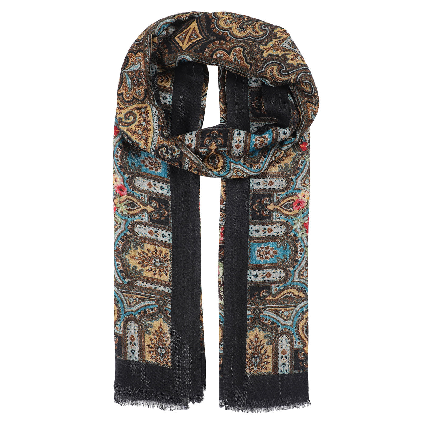 Flora Pure Wool Paisley Printed Shawl