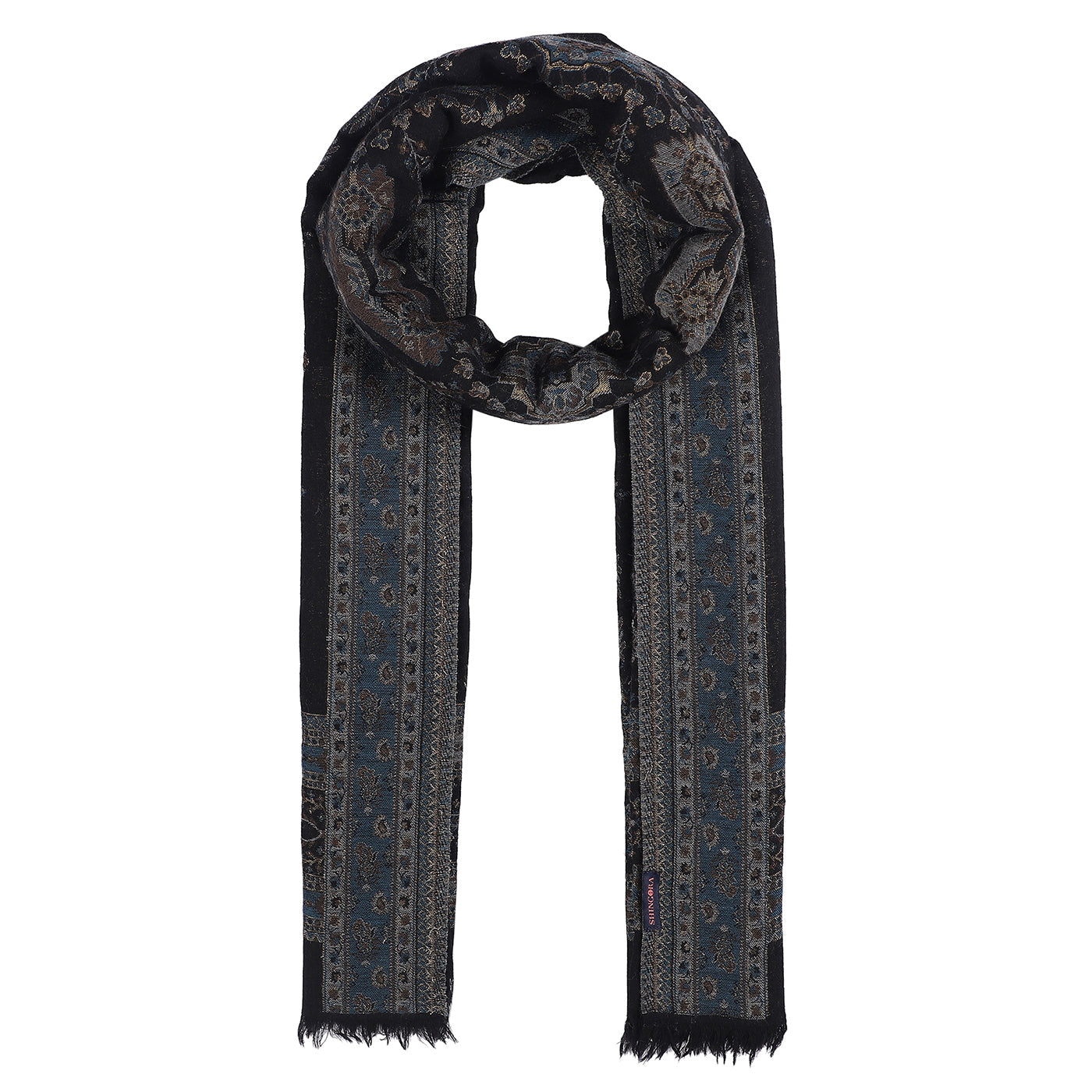 MOON Wool Blend Black Printed Stole