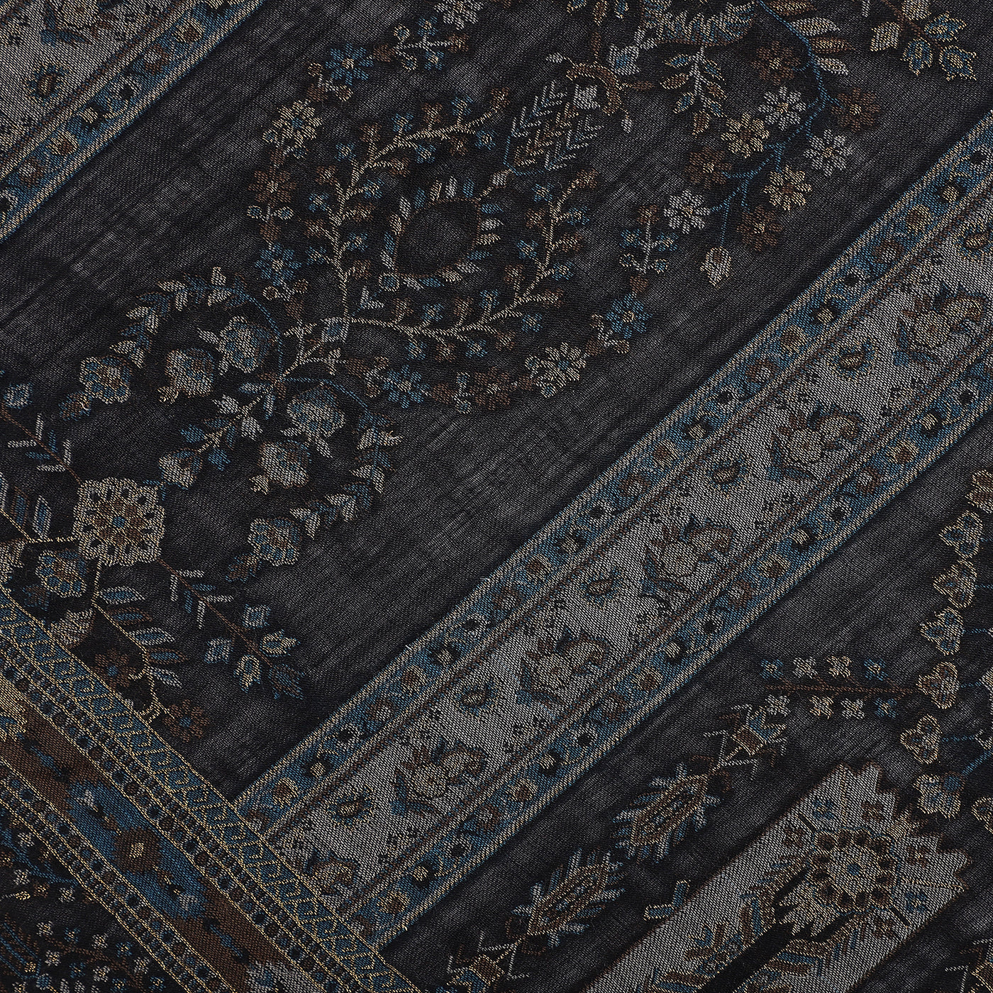 MOON Wool Blend Black Printed Stole