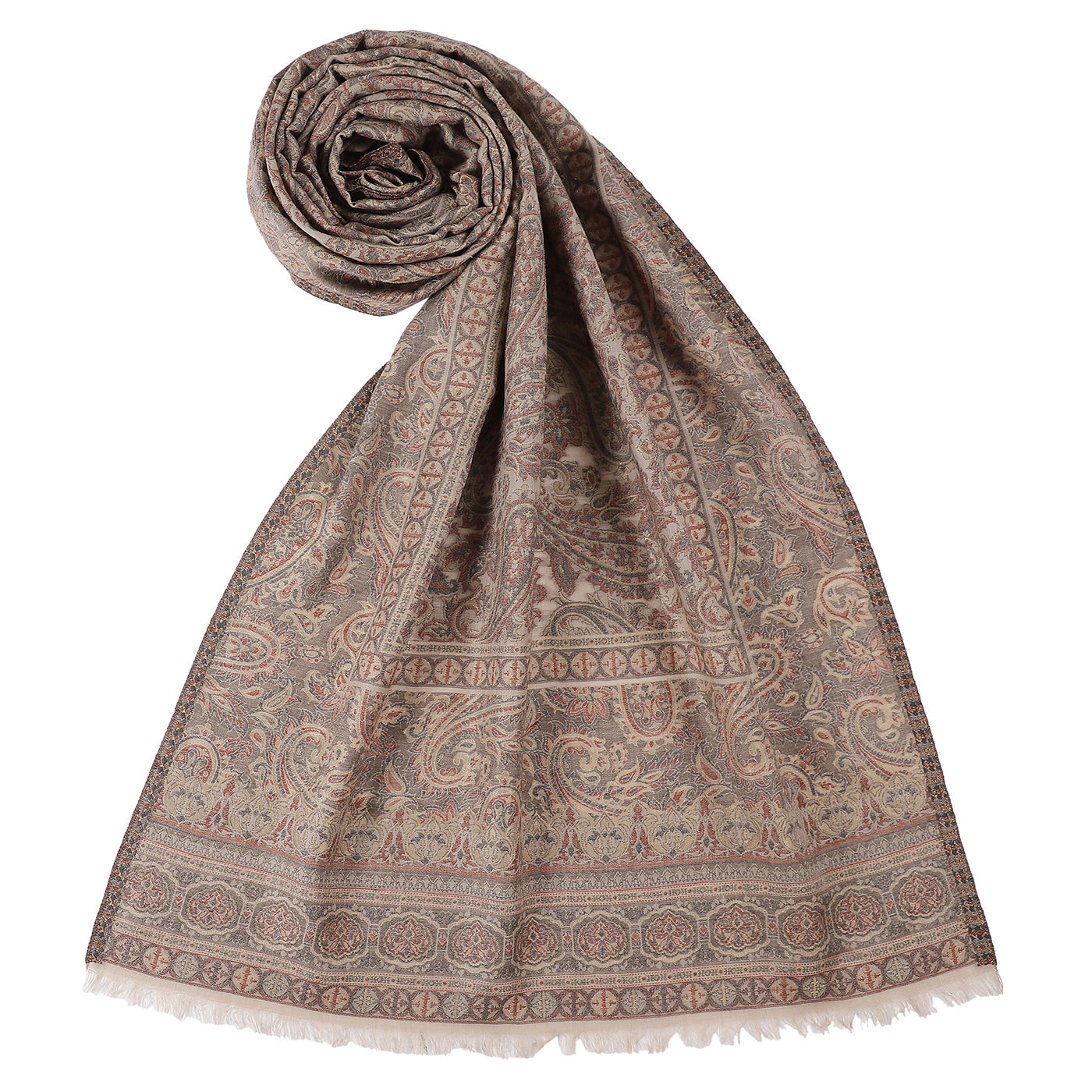 DAAGI Wool Blend Brown Paisley Printed Stole