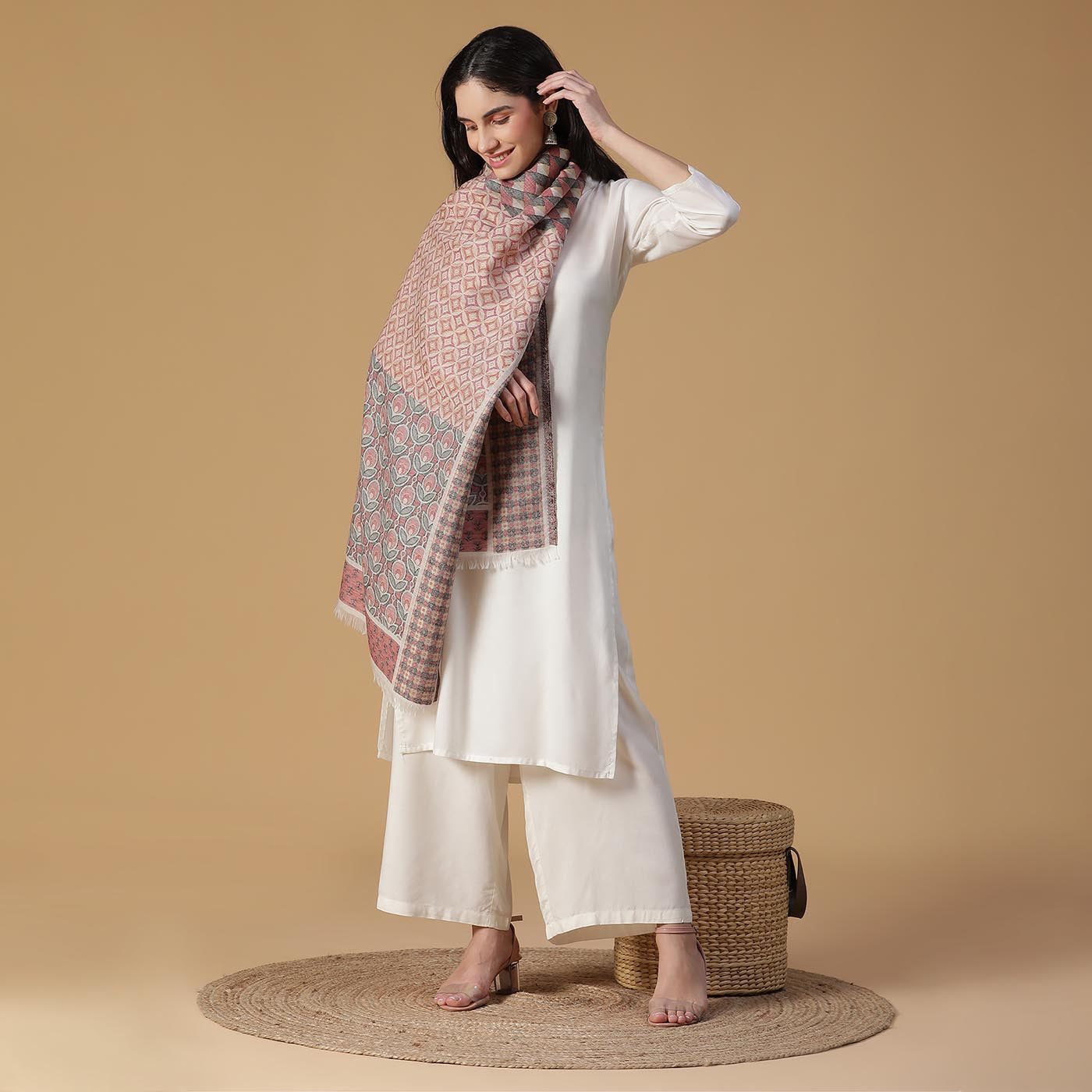 MODREN GEO Wool Blend Printed Stole
