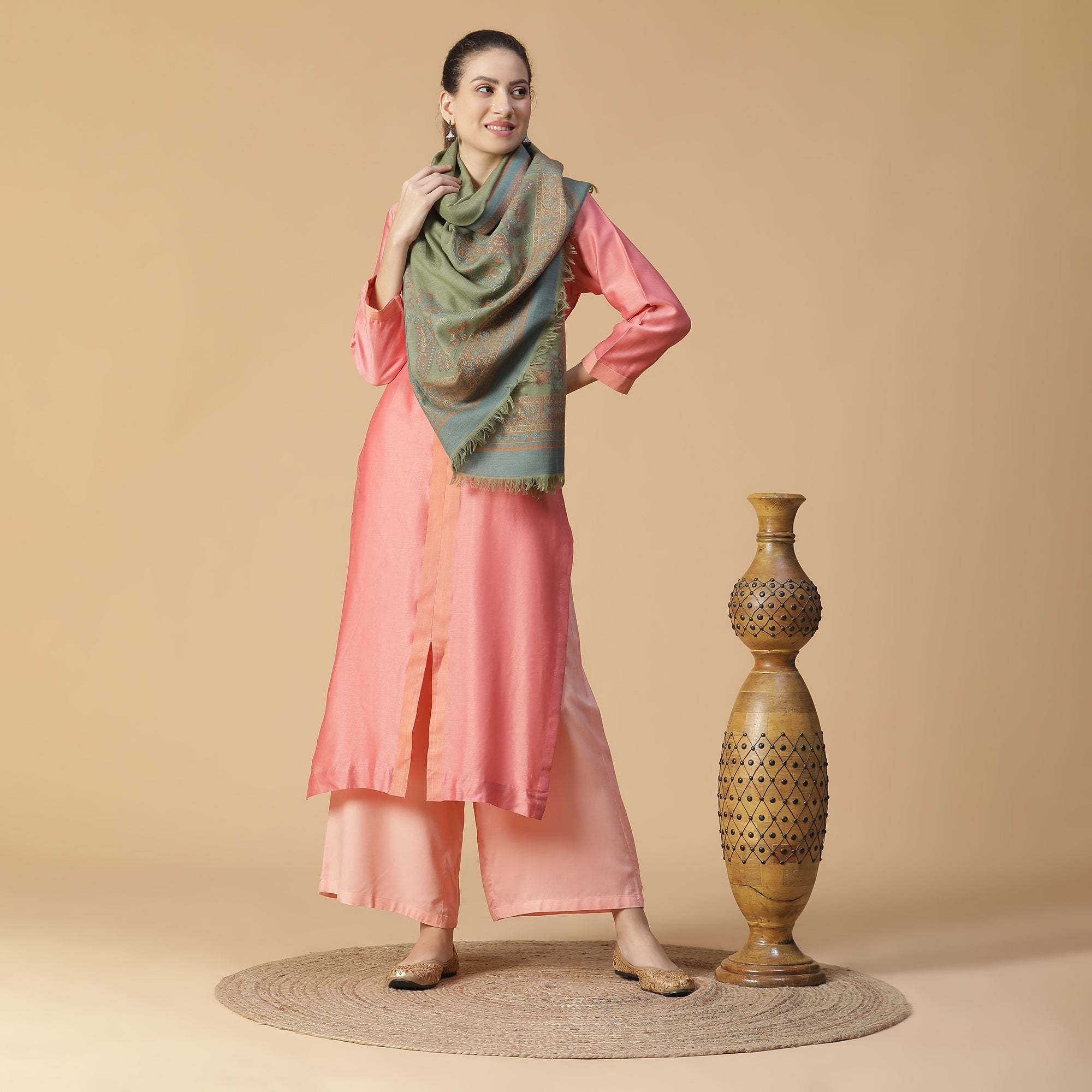 Qiraat Woven Design Wool Metallic Stole