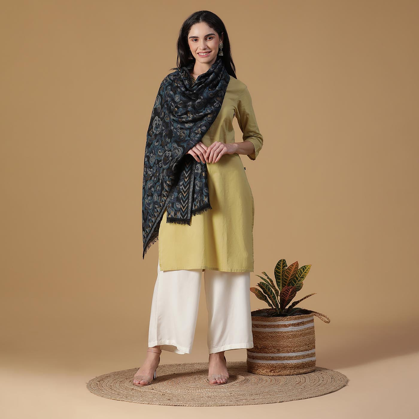 Vivid Wool & Lurex Jacquard Stole