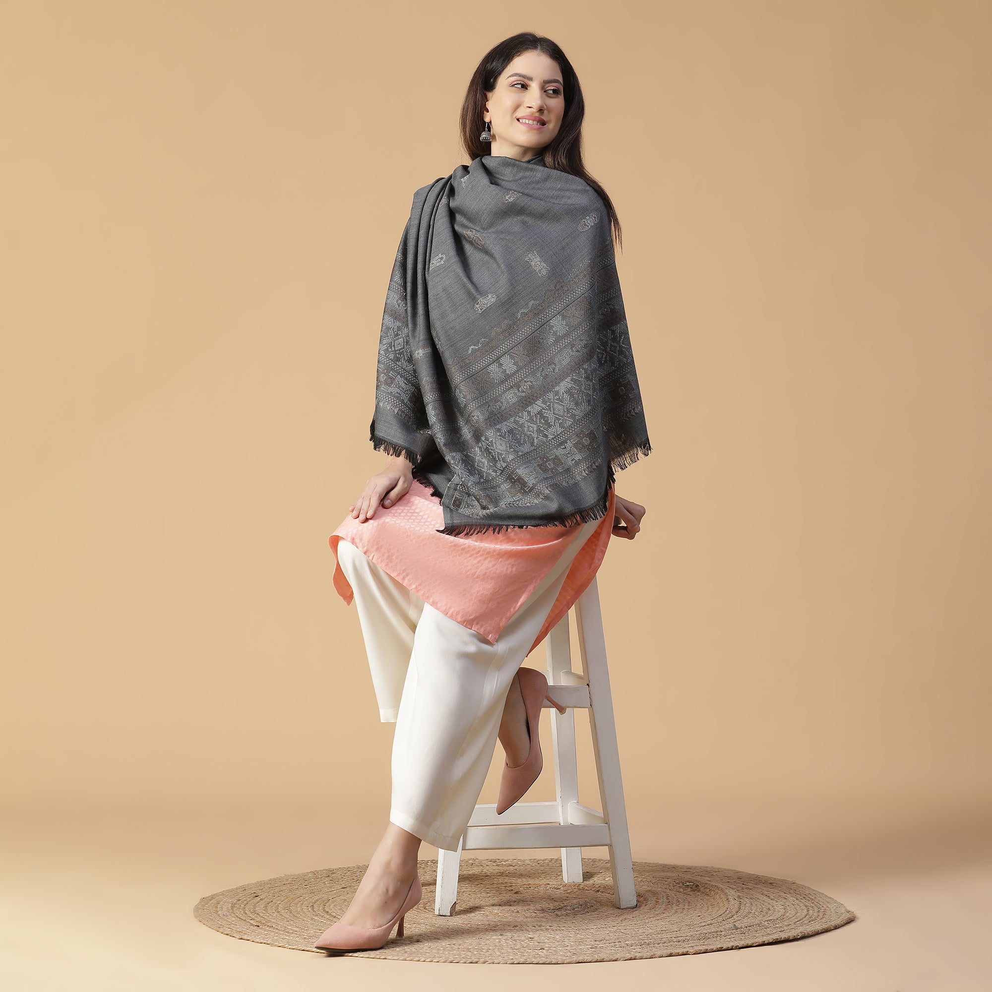 Bold Beauty Metallic Jacquard Wool Stole