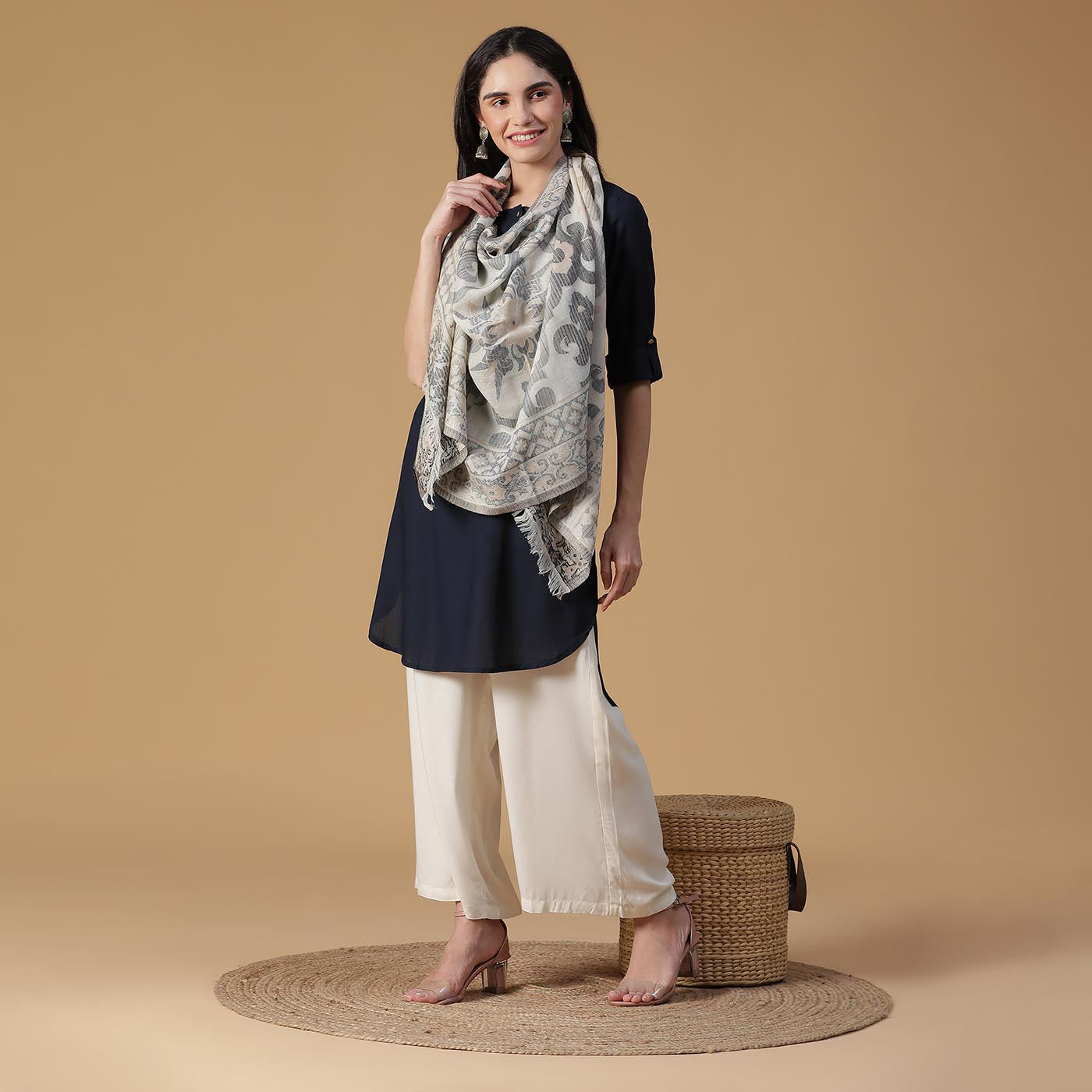 Merriam Wool & Lurex Jacquard Stole