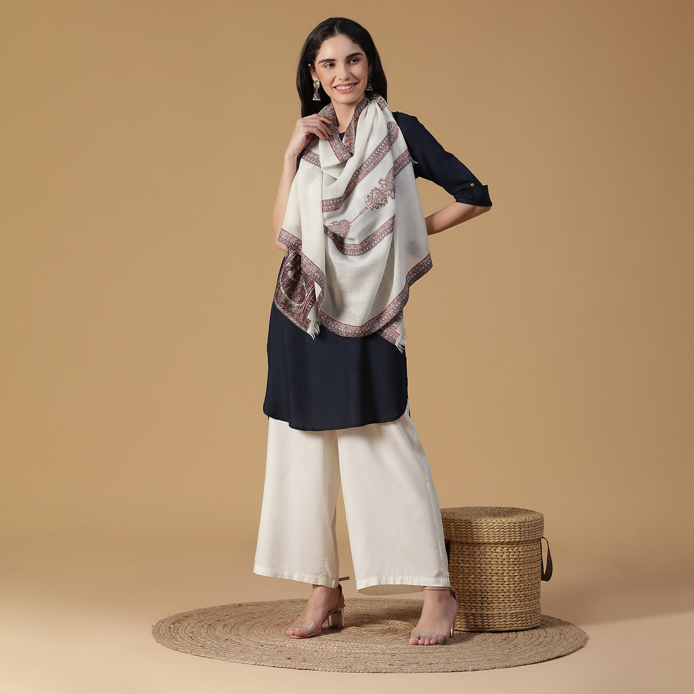 Kija Wool & Lurex Jacquard Stole