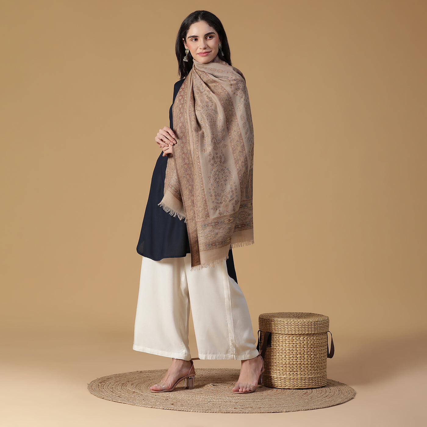 Moon Wool & Lurex Jacquard Stole