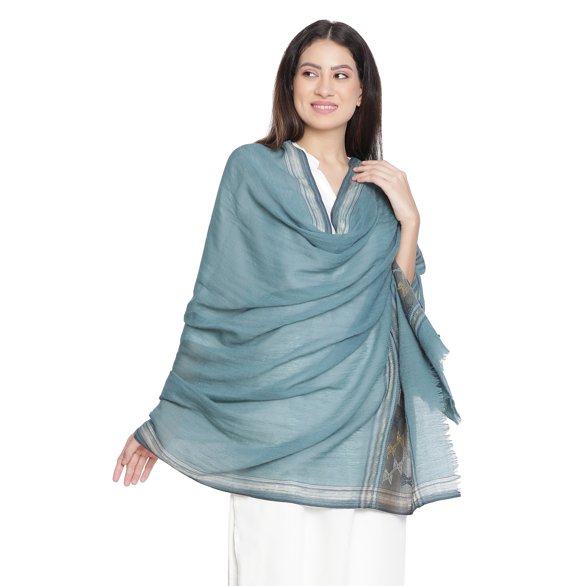 Ibadat Wool Metallic Dobby Shawl