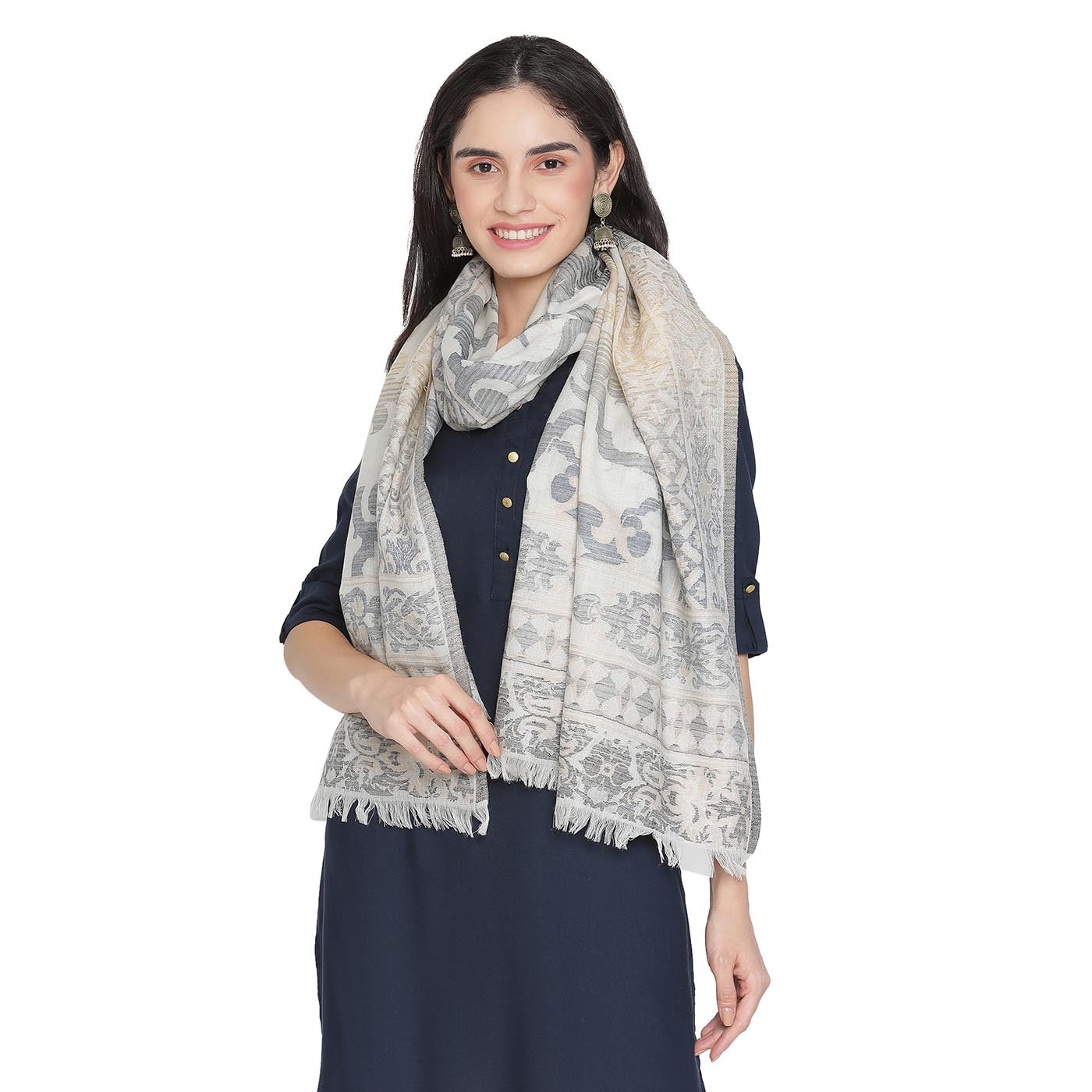 Merriam Wool & Lurex Jacquard Stole