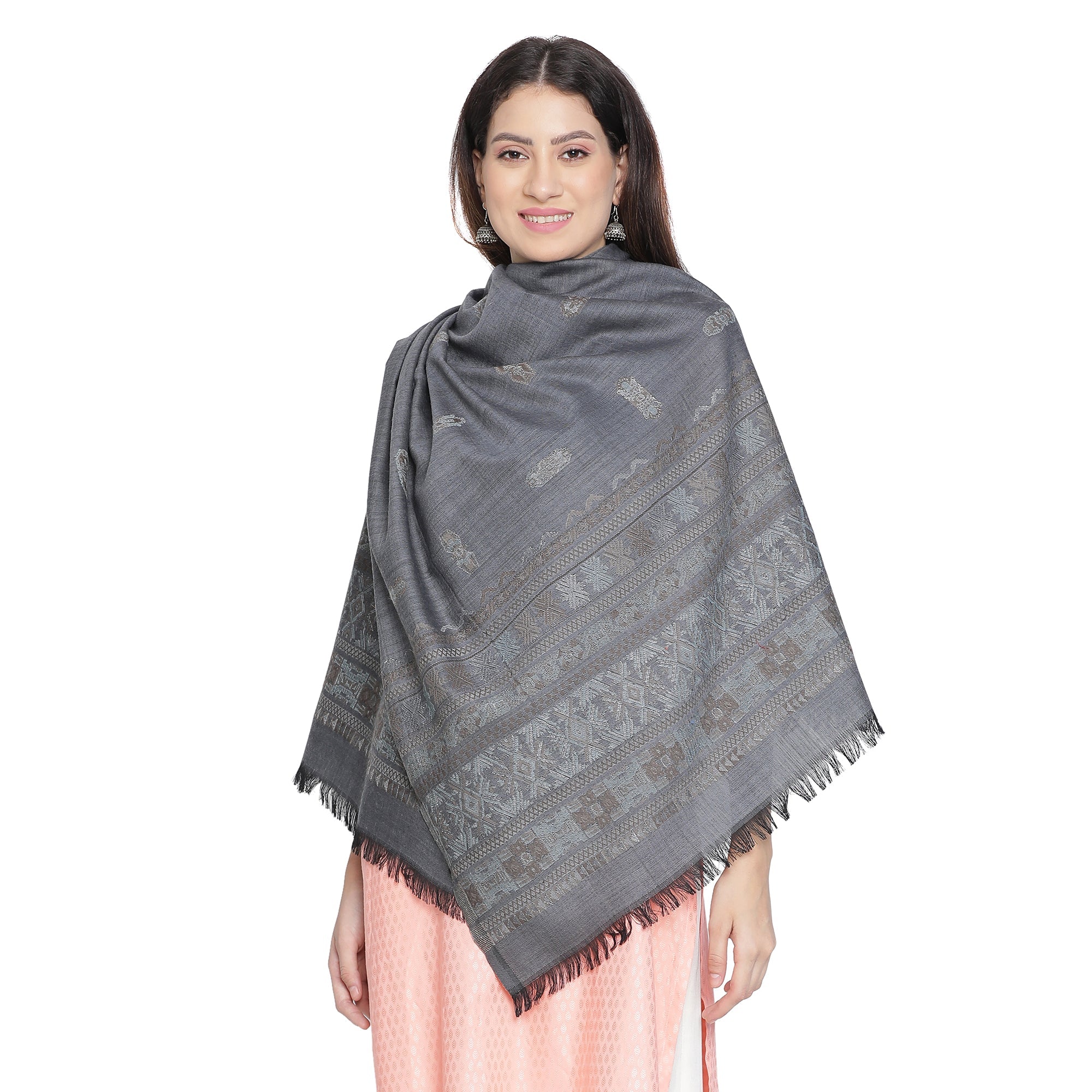 Bold Beauty Metallic Jacquard Wool Stole