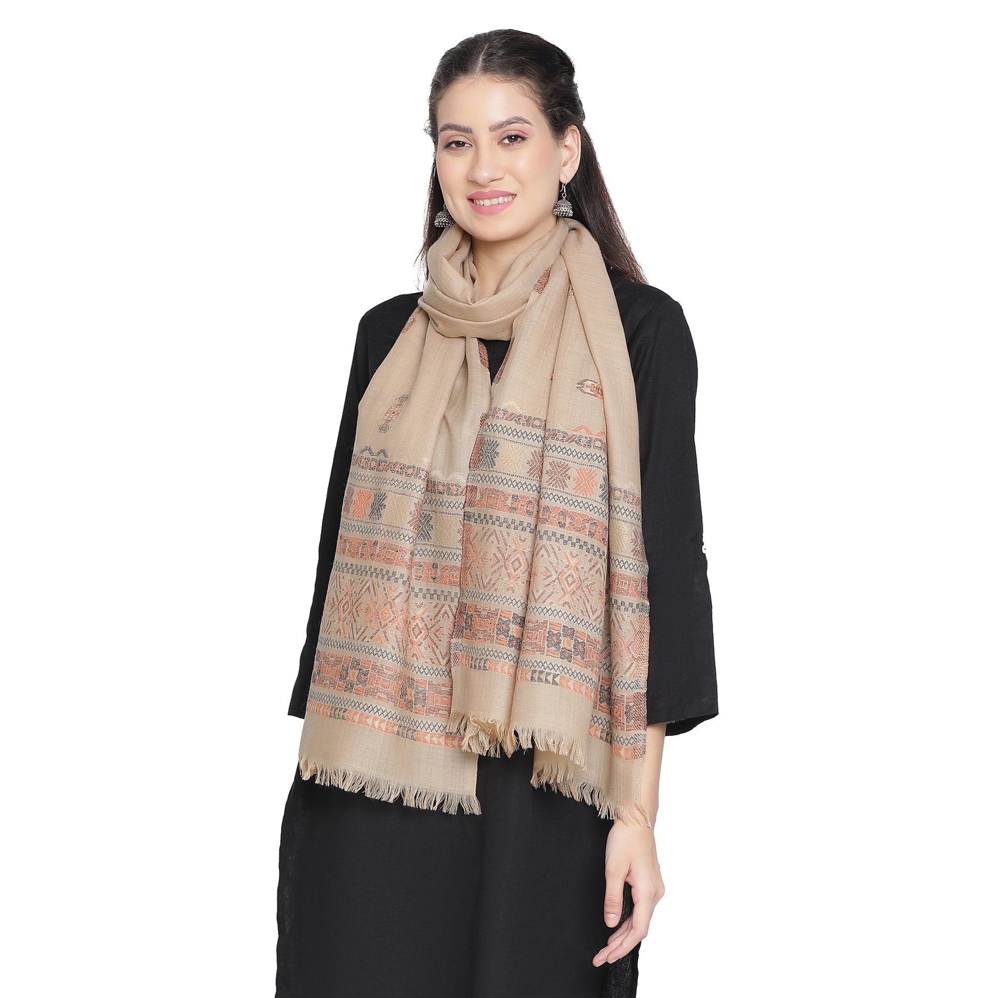 Bold Beauty Metallic Jacquard Wool Stole