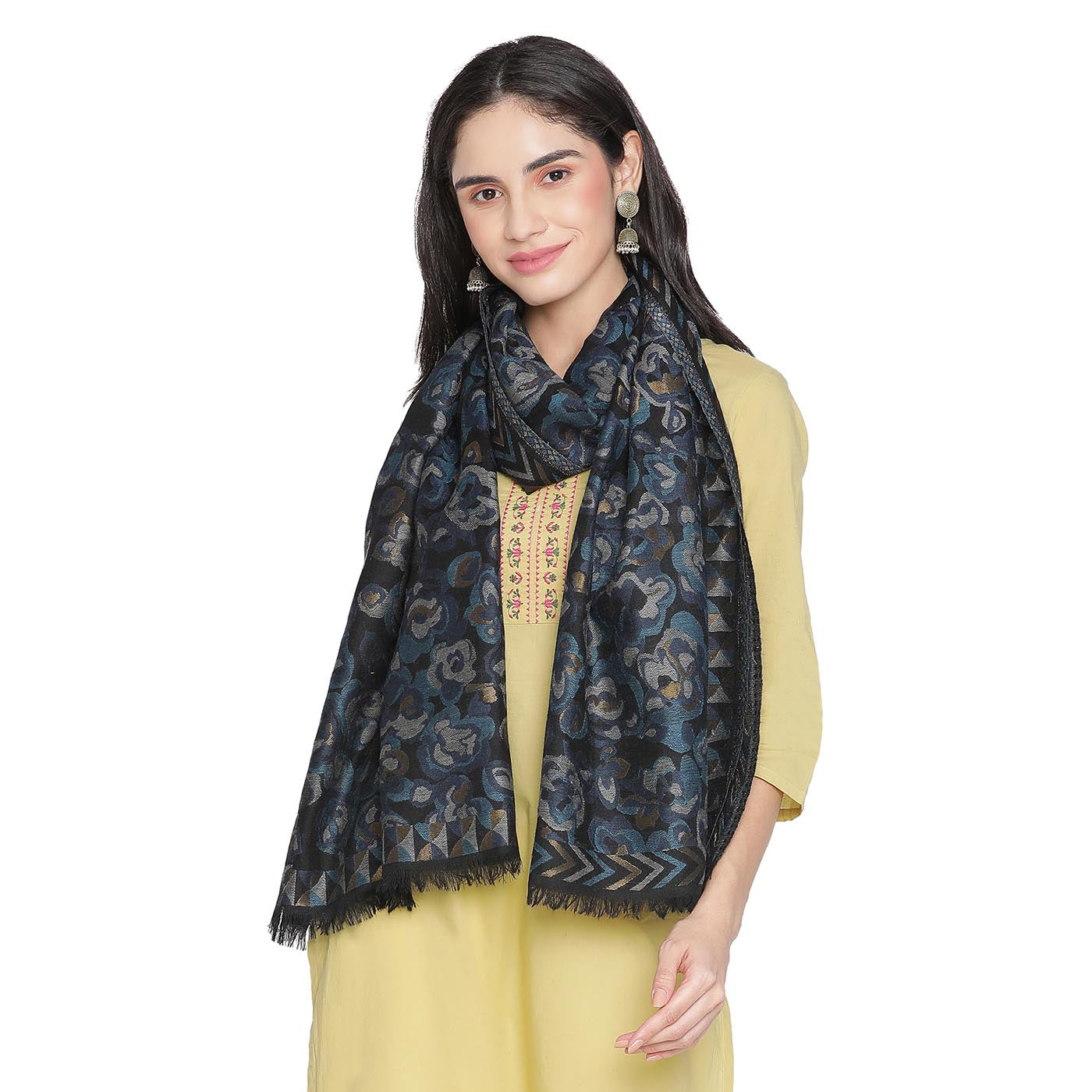 Vivid Wool & Lurex Jacquard Stole