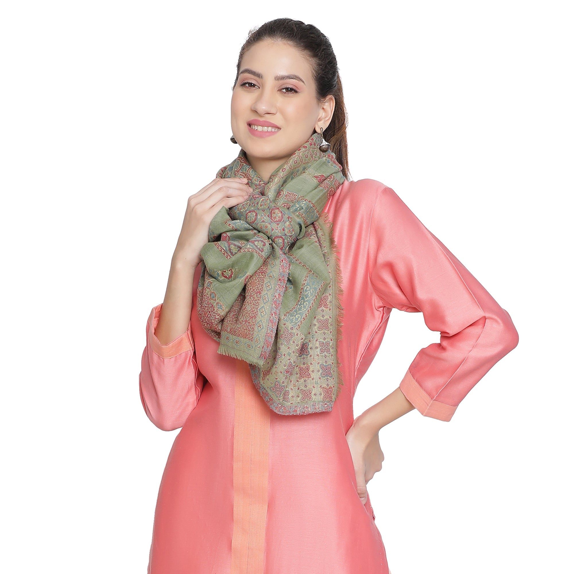 Saffiya Woven Design Wool Mettalic Stole