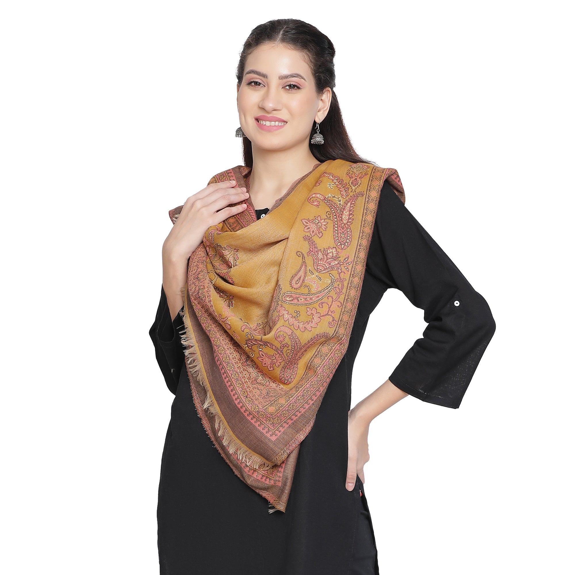 Qiraat Woven Design Wool Metallic Stole