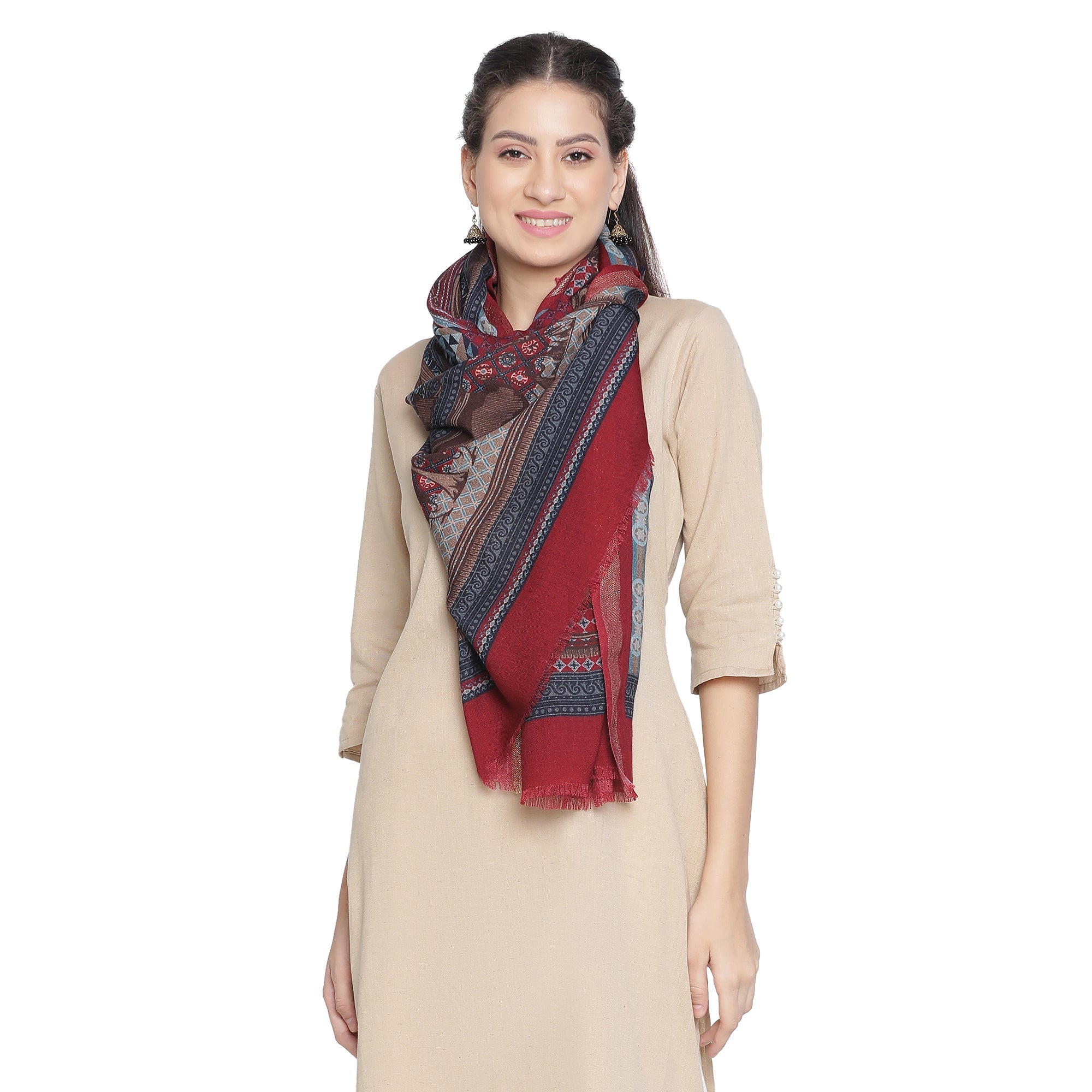 Mehwish Printed Wool Mettalic Stole