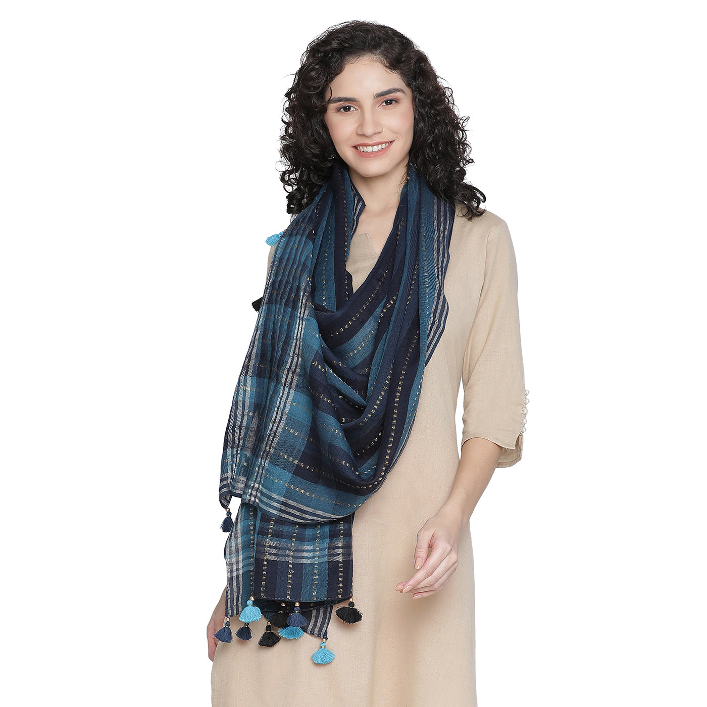 Thick Thin Stripes Wool & Lurex Dobby Stole
