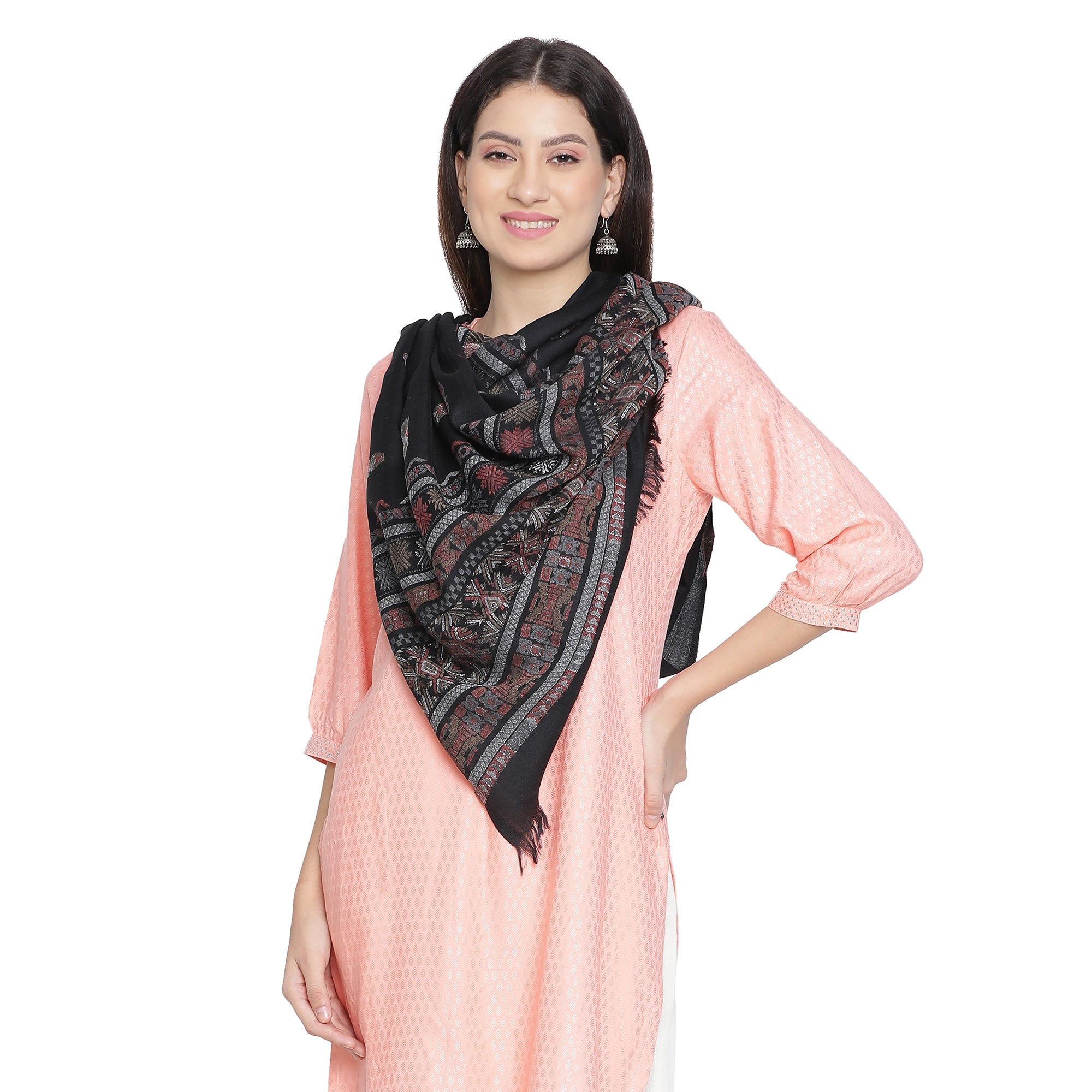 Bold Beauty Metallic Jacquard Wool Stole