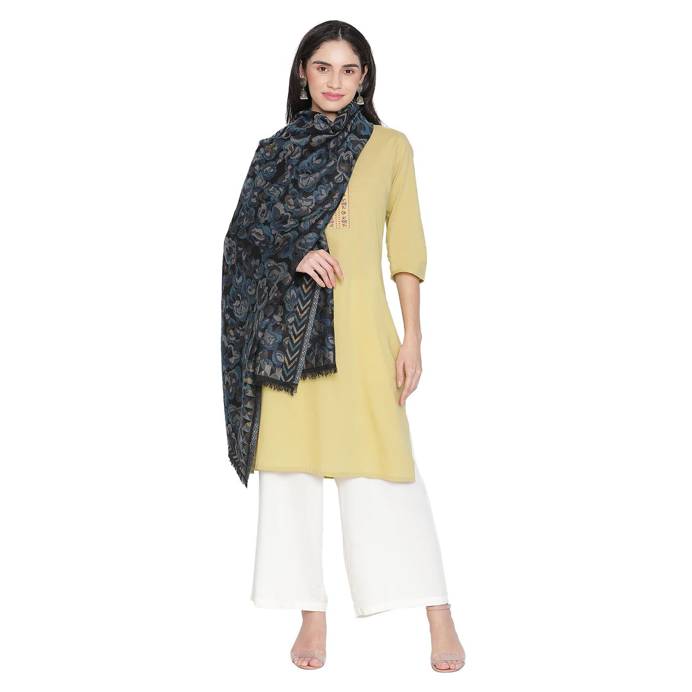 Vivid Wool & Lurex Jacquard Stole