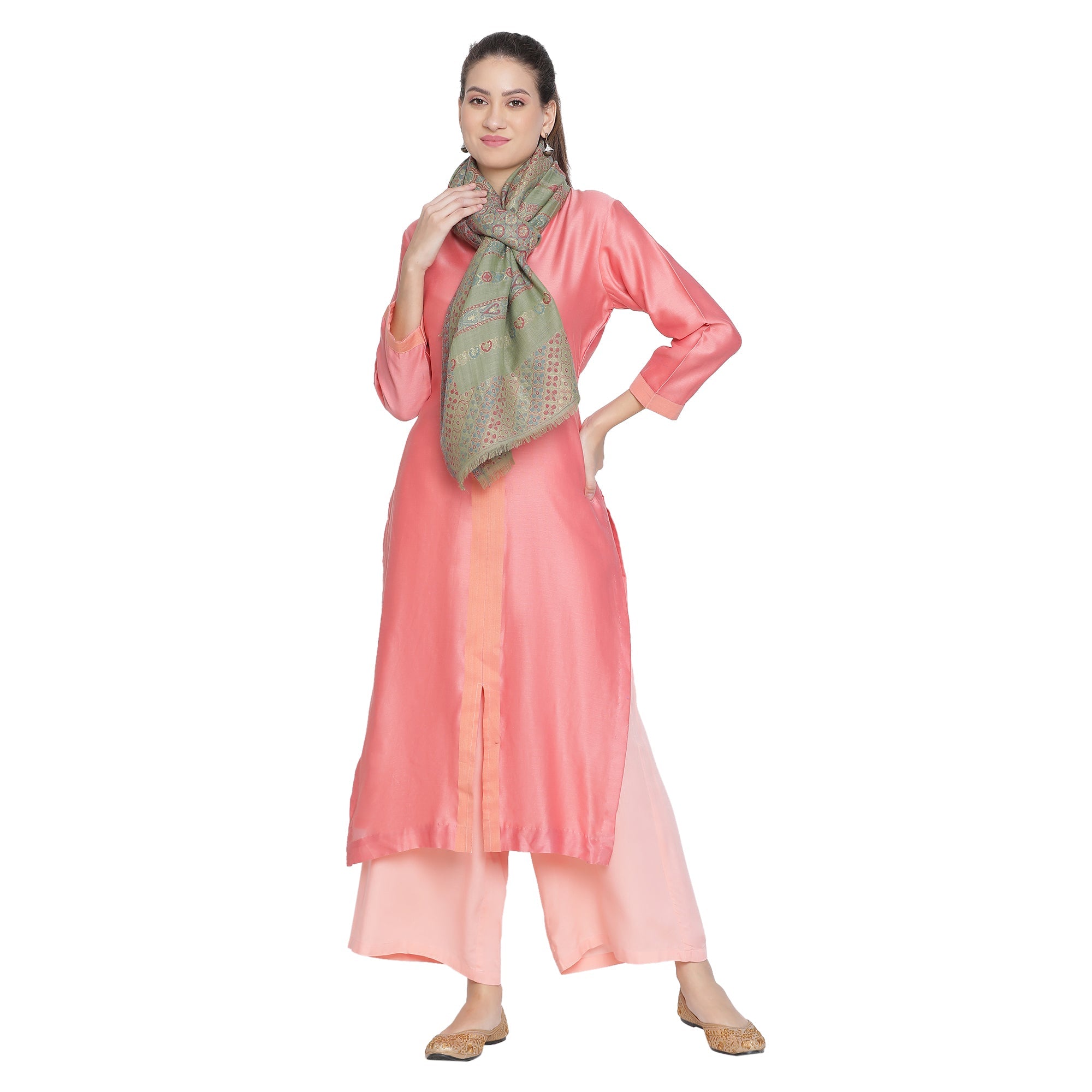 Saffiya Woven Design Wool Mettalic Stole