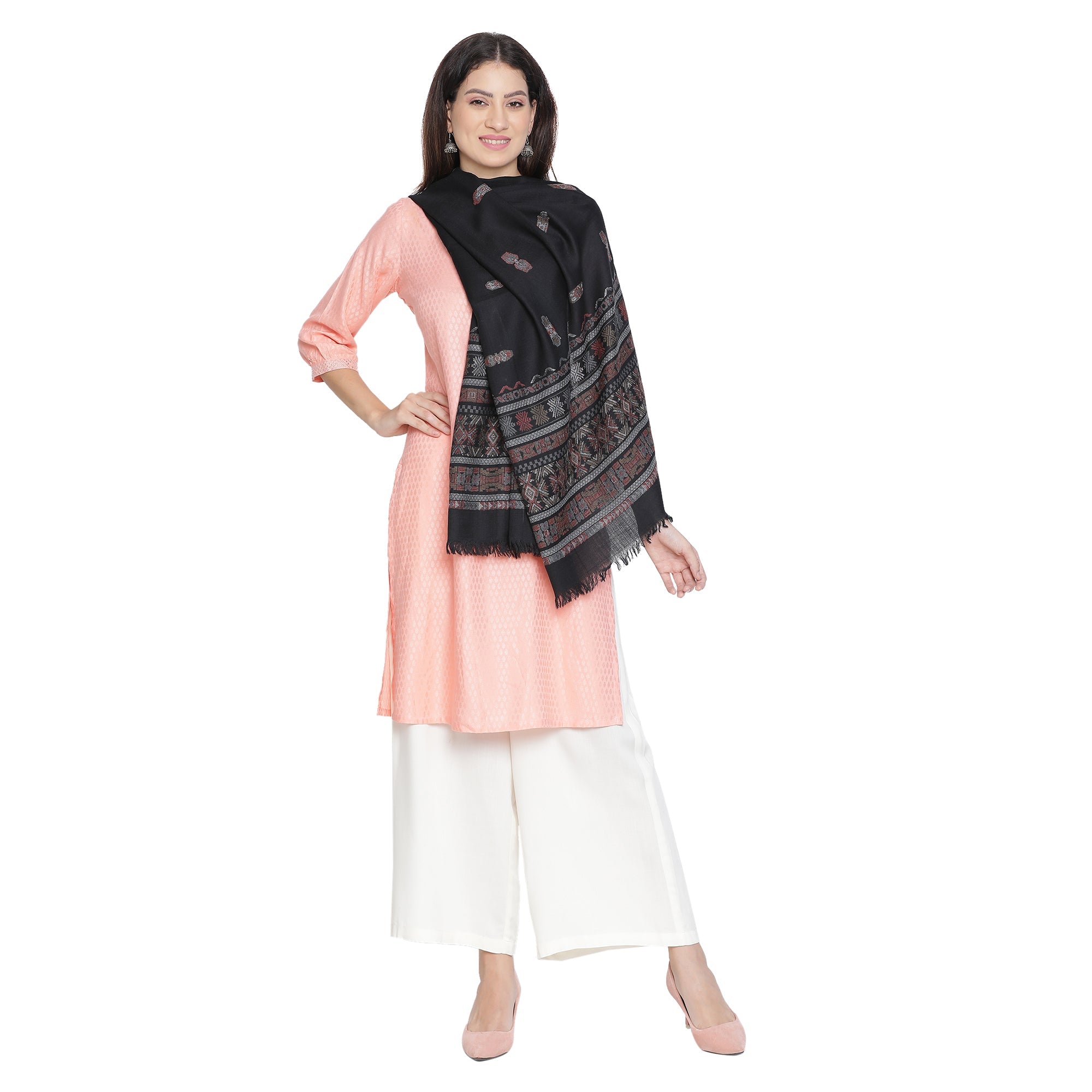 Bold Beauty Metallic Jacquard Wool Stole