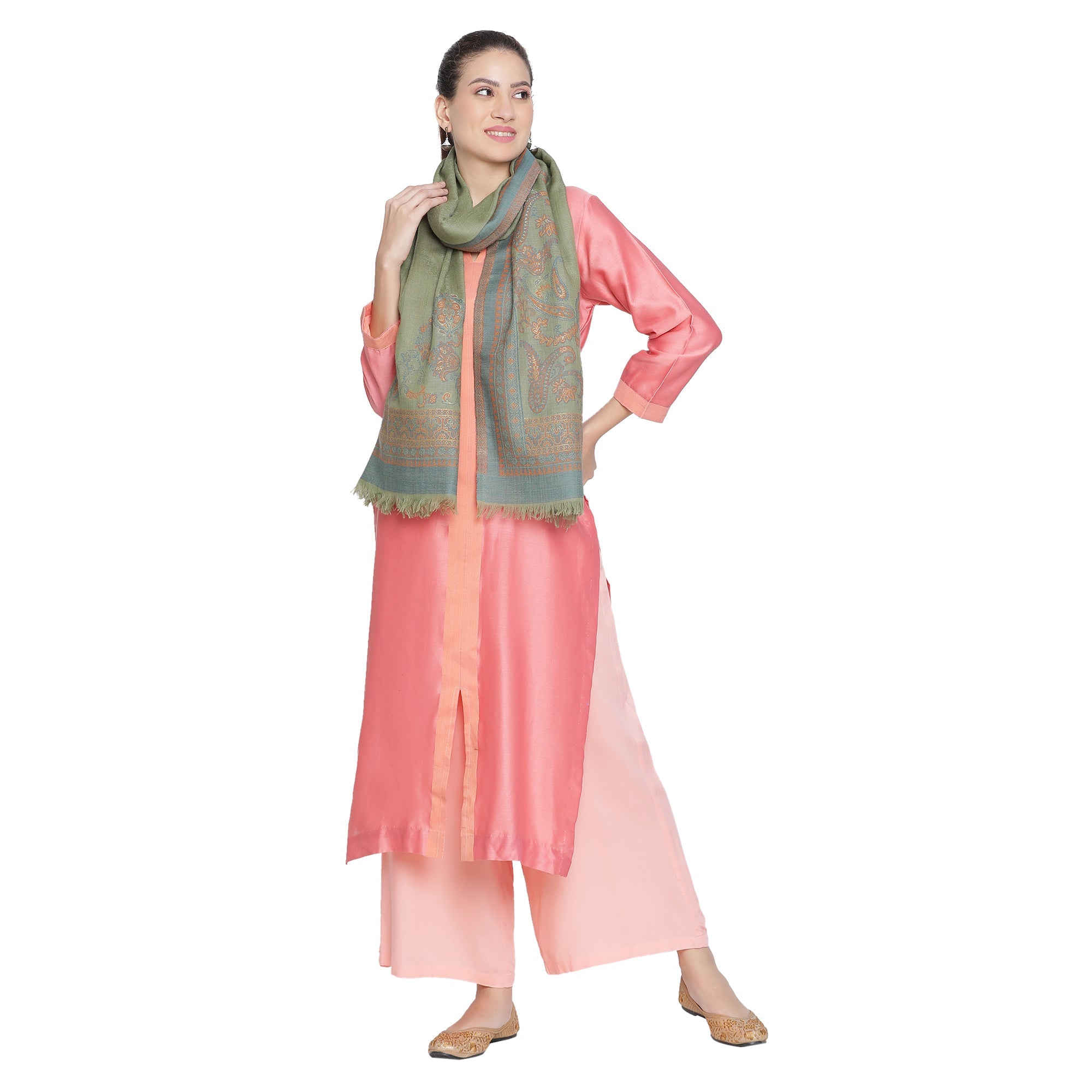 Qiraat Woven Design Wool Metallic Stole