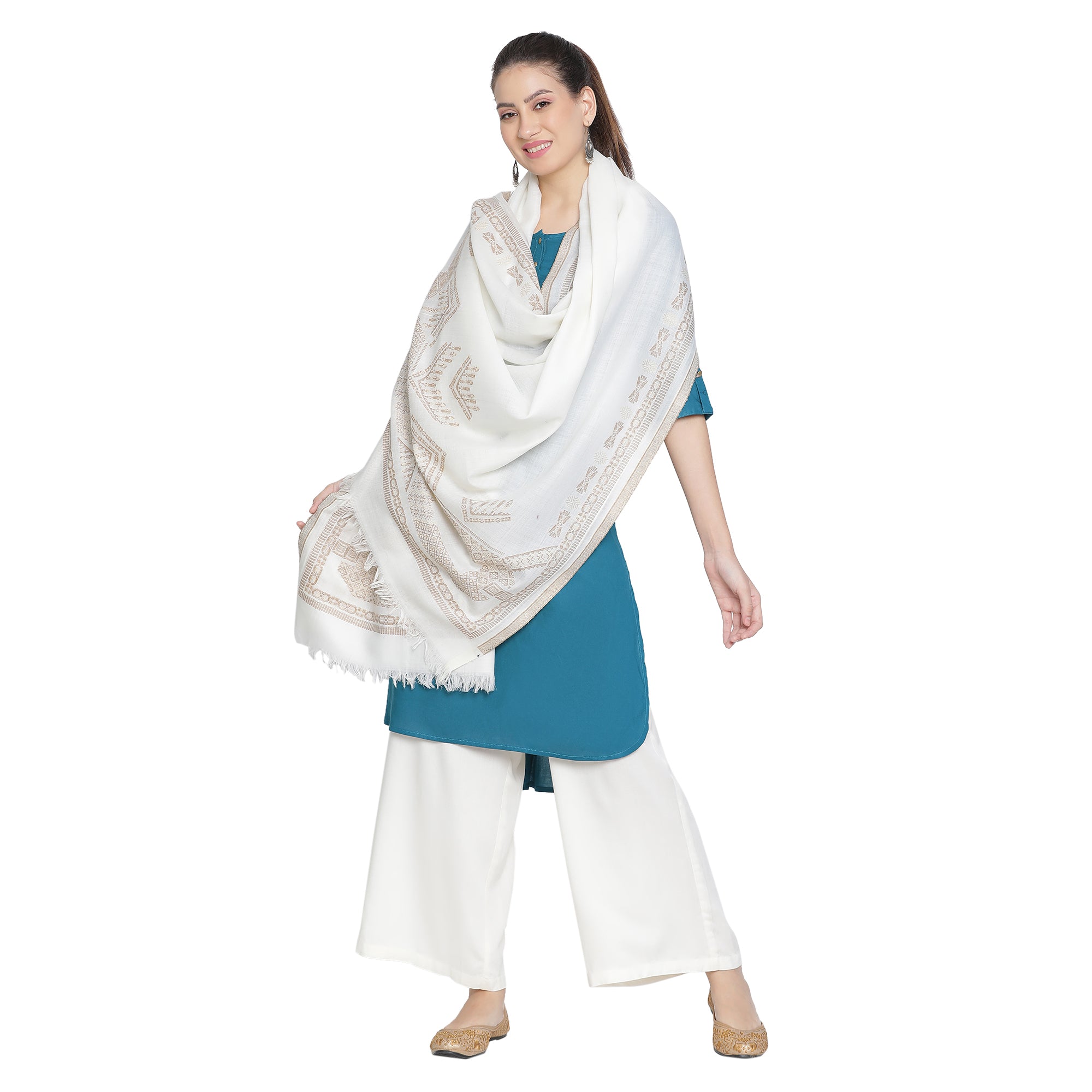 Jet Metallic Wool Jacquard Shawl
