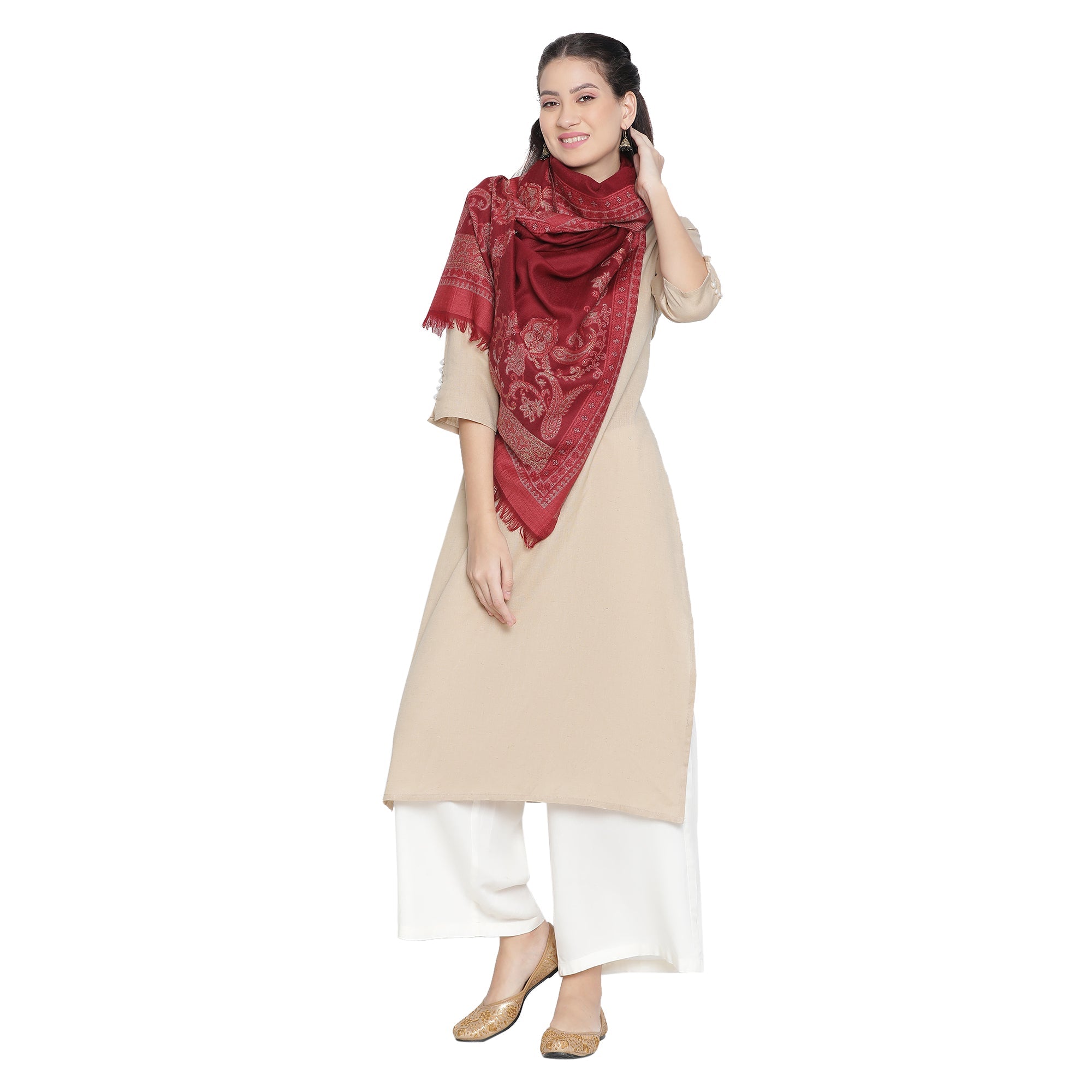 Qiraat Woven Design Wool Metallic Stole
