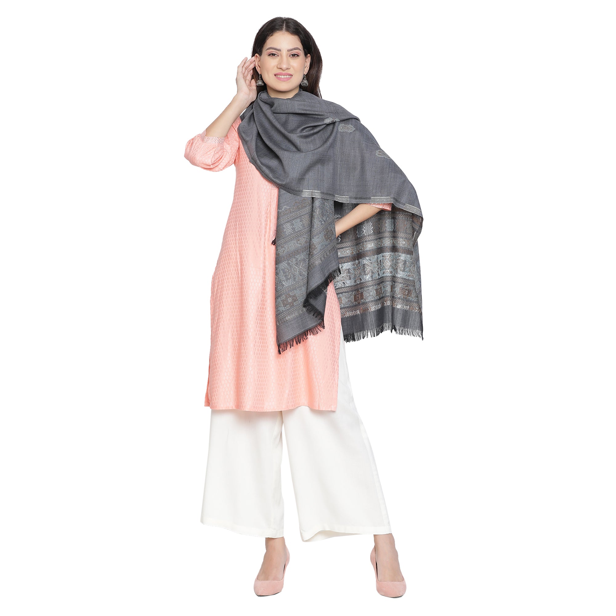Bold Beauty Metallic Jacquard Wool Stole