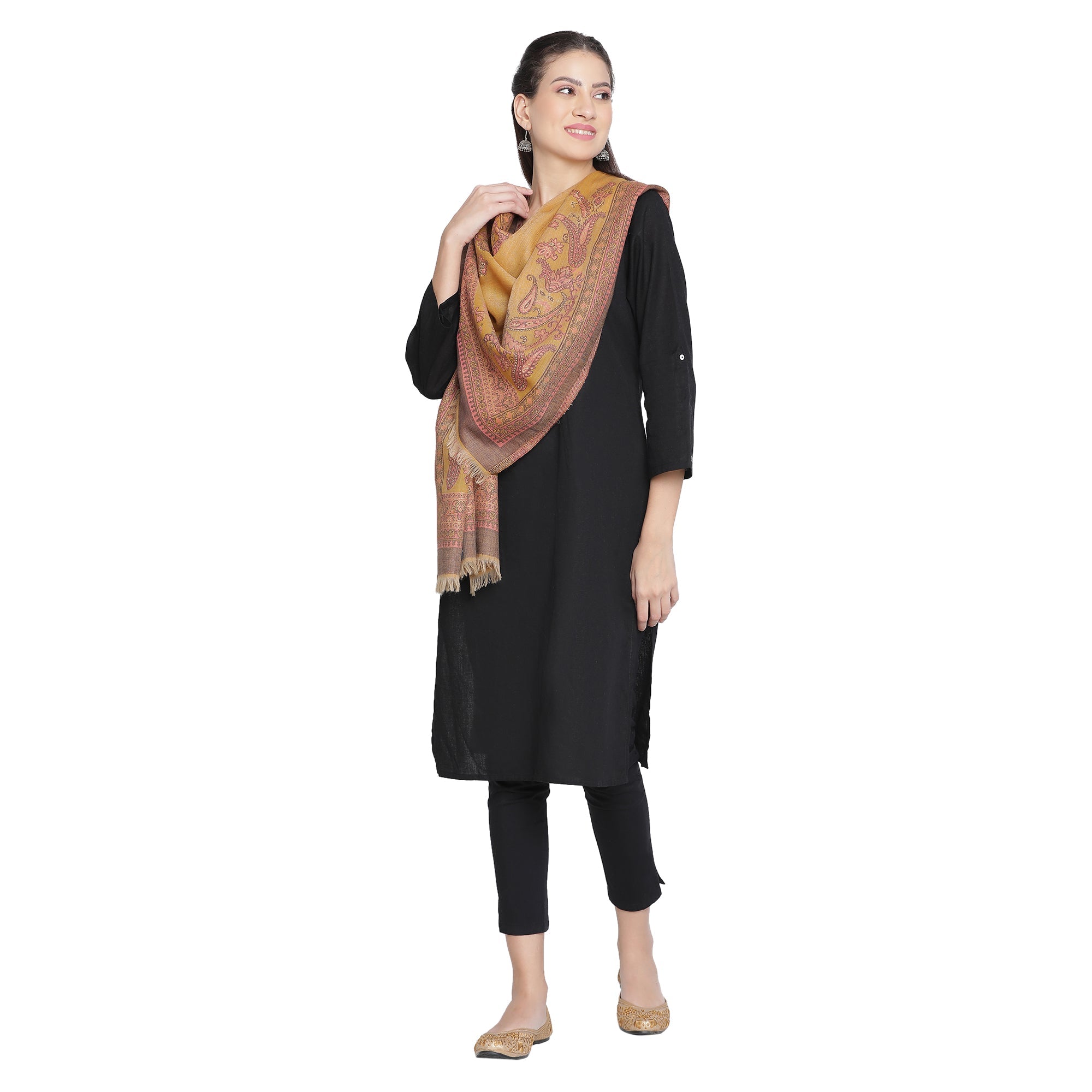 Qiraat Woven Design Wool Metallic Stole