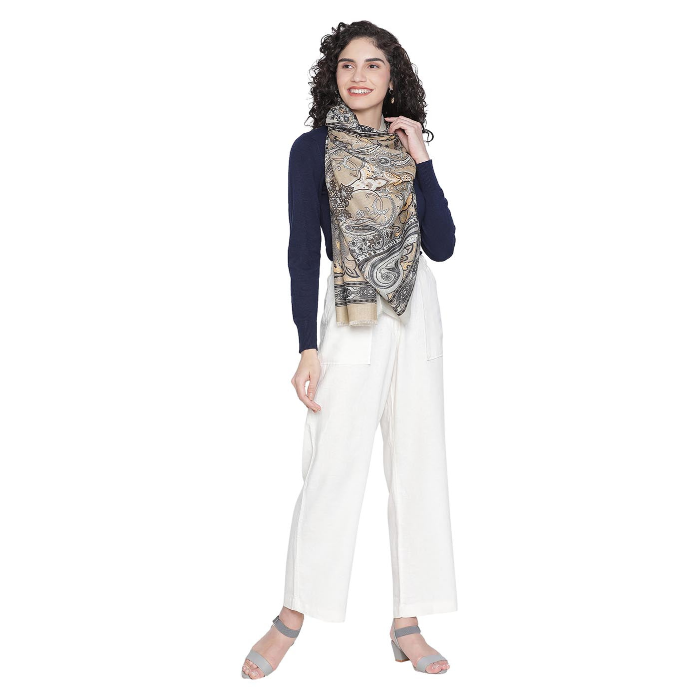 MAYURI Wool Silk Printed Stole