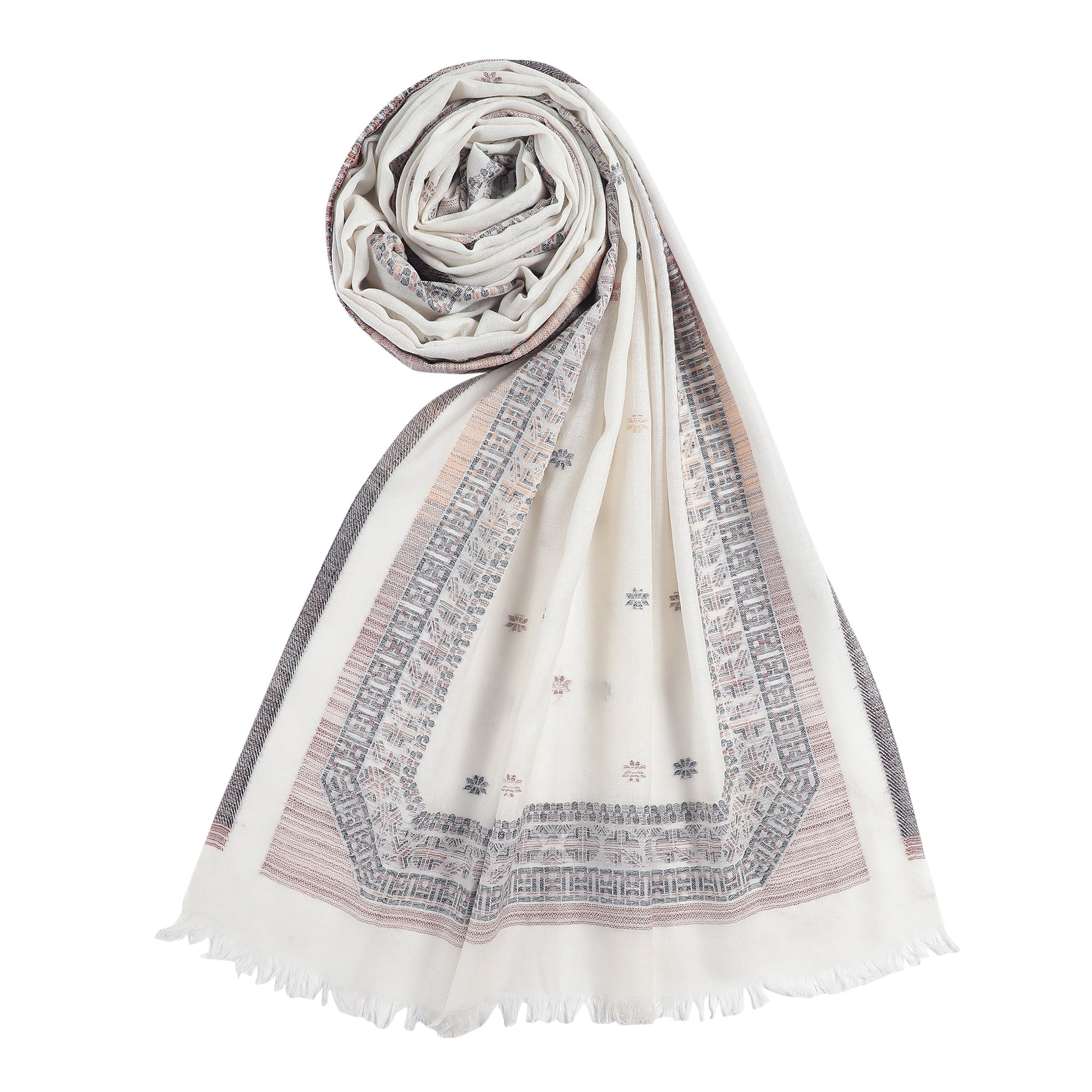 Dotted Wool Blend Woven Design Stole