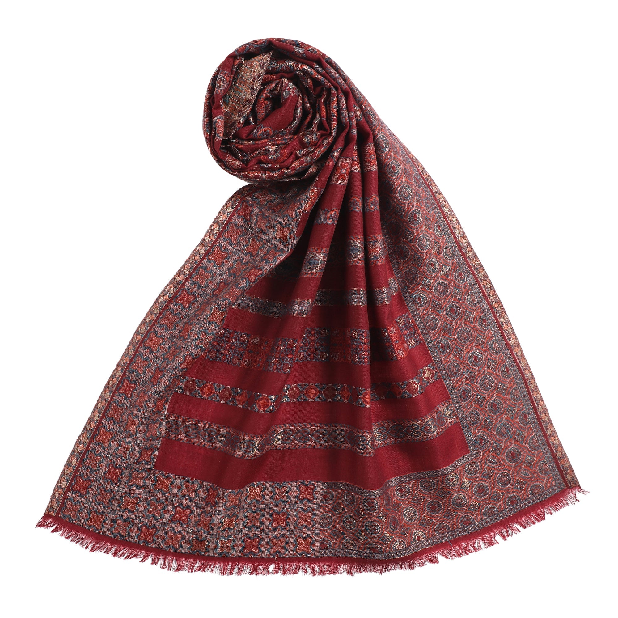 Saffiya Woven Design Wool Mettalic Stole