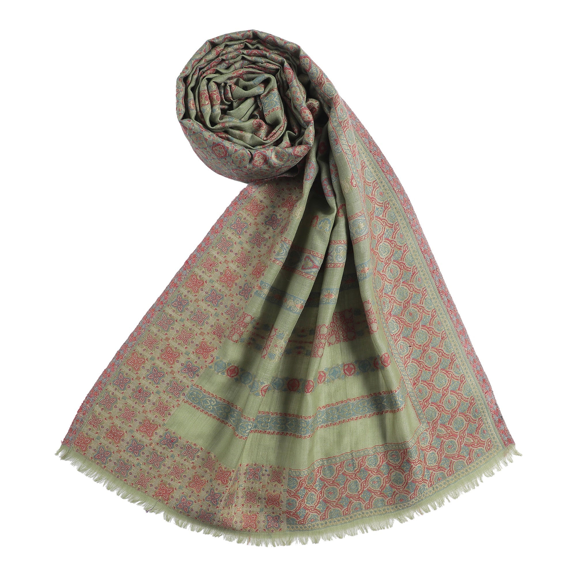 Saffiya Woven Design Wool Mettalic Stole