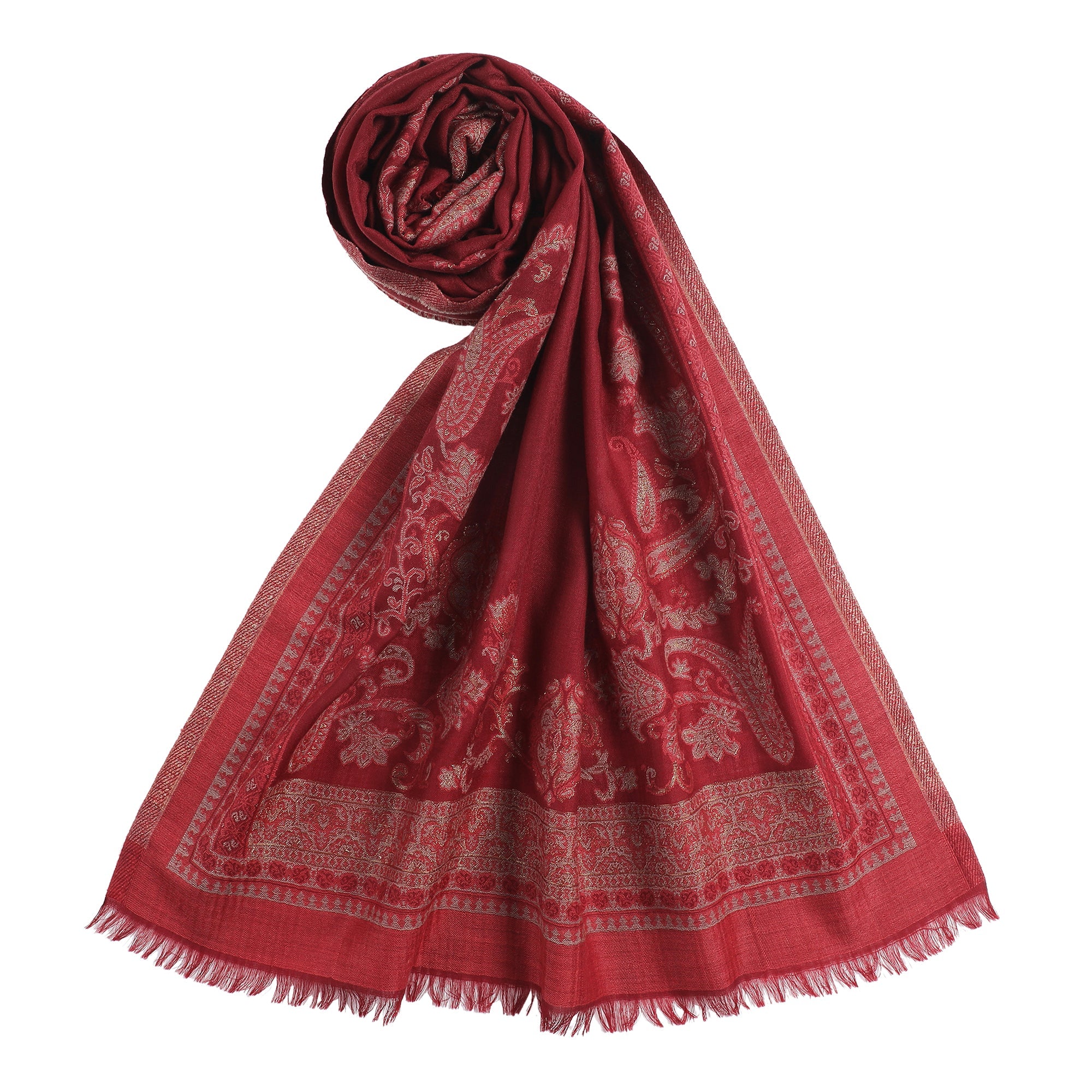 Qiraat Woven Design Wool Metallic Stole