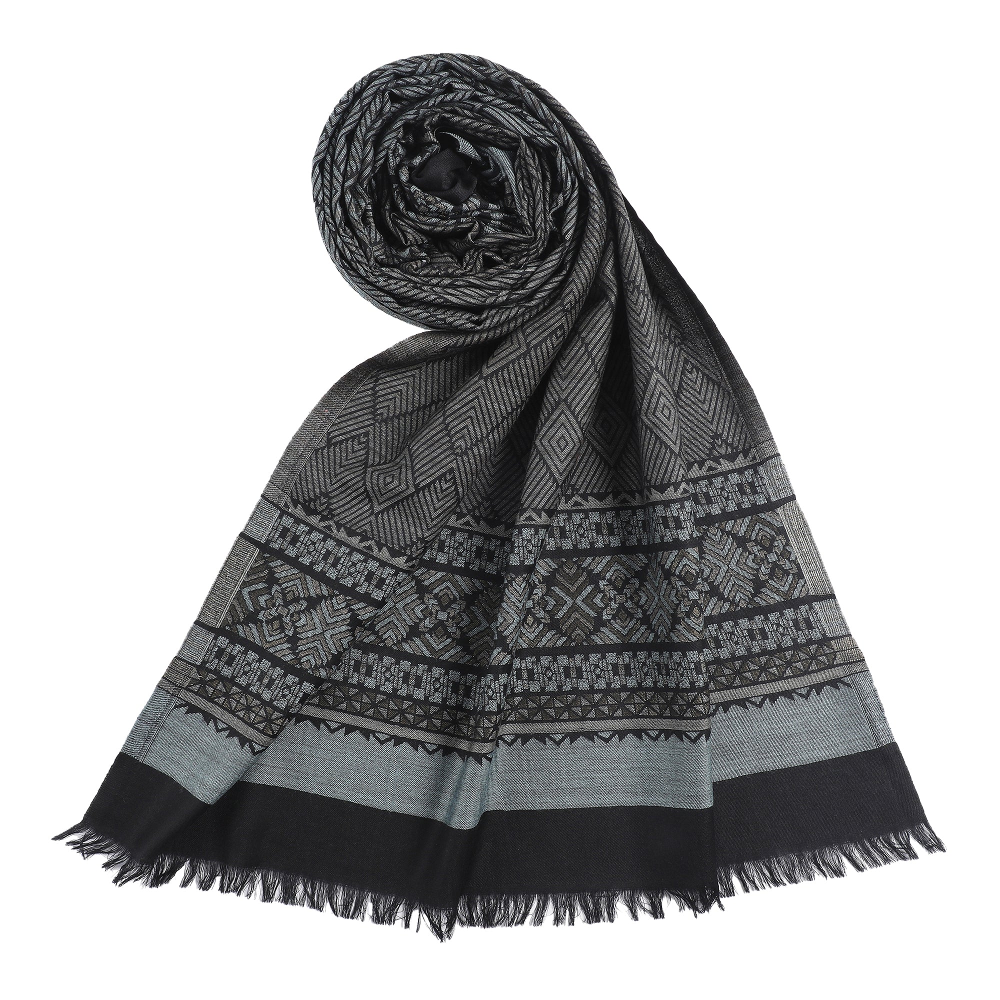 Sahara's Luxe Jacquard Wool Metallic Stole