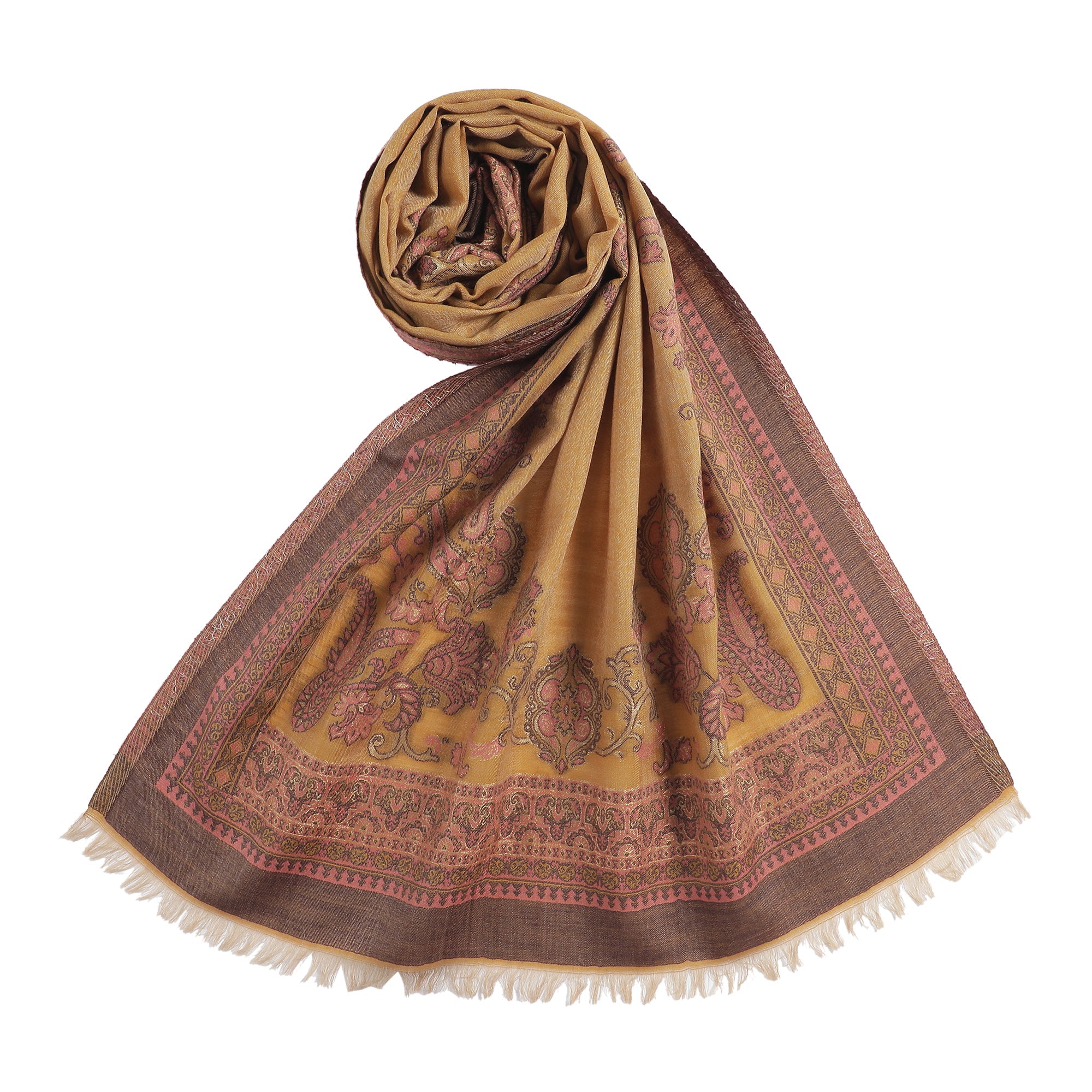 Qiraat Woven Design Wool Metallic Stole